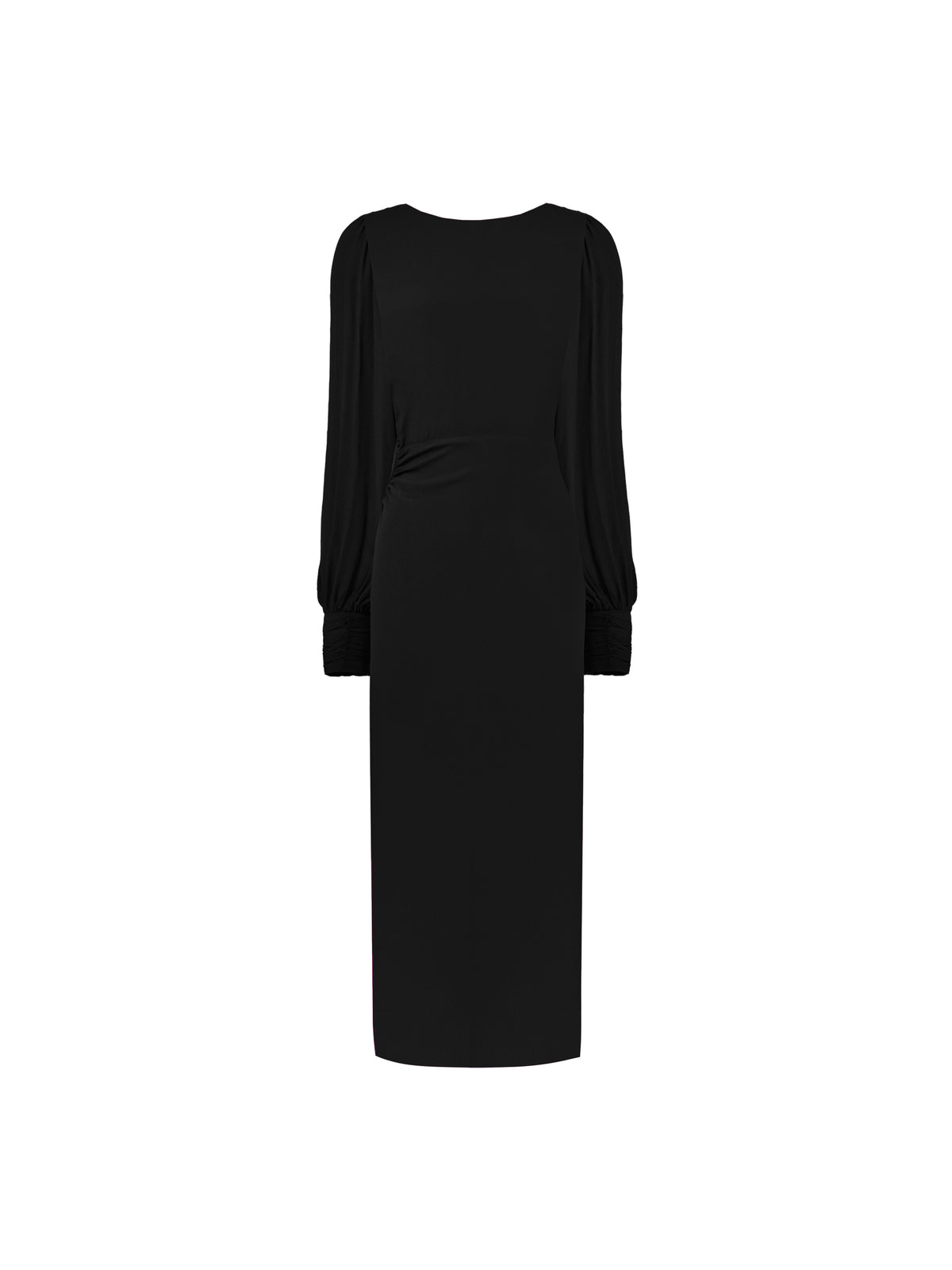 Black Ruched Side Detail Midi Dress