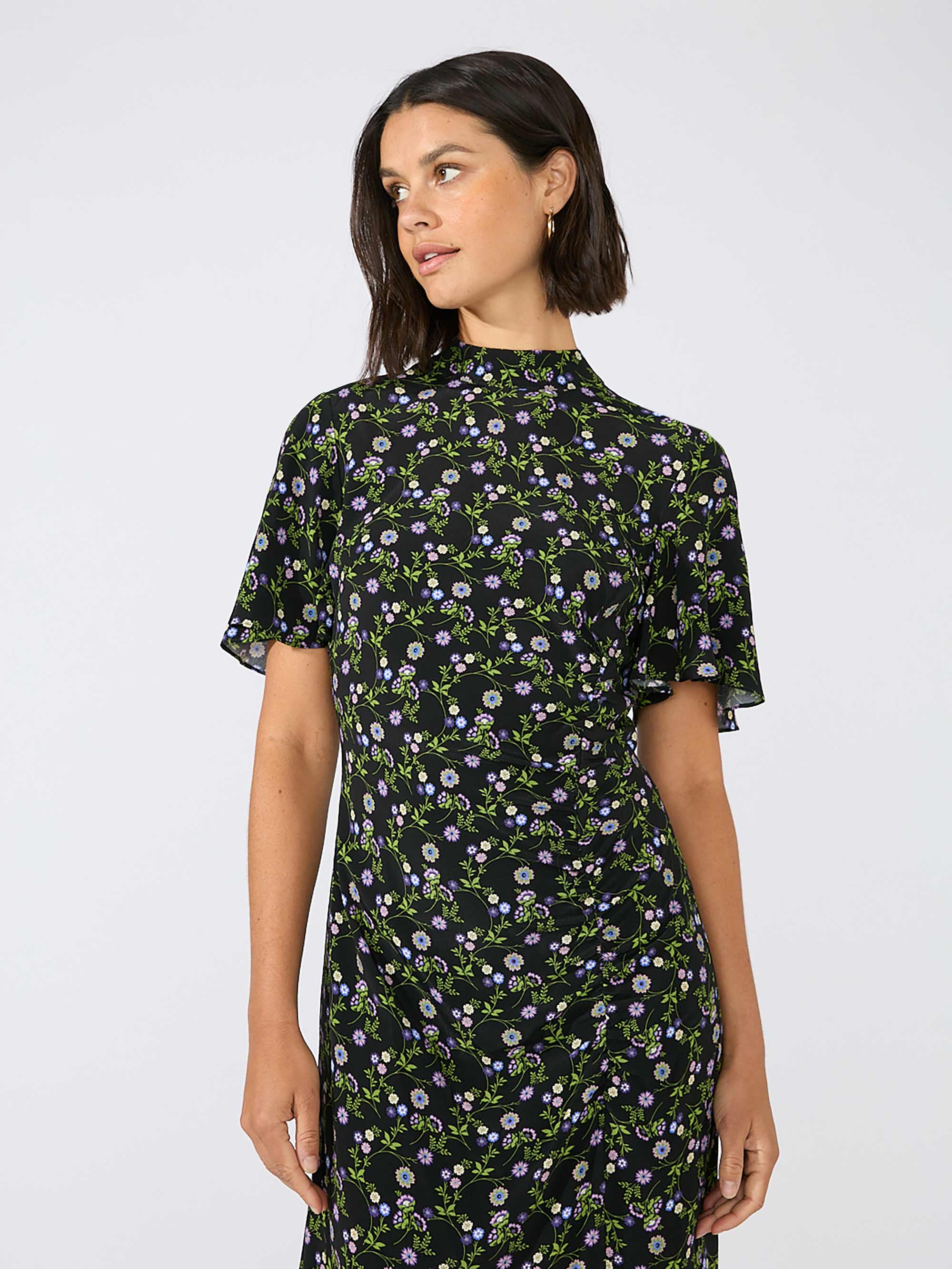 Petite black deals floral dress