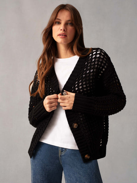 UNUSED アンユーズド Crochet Cardigan ブラック　M Mohair knit cardigan | UNUSED(アンユーズド) / トップス
