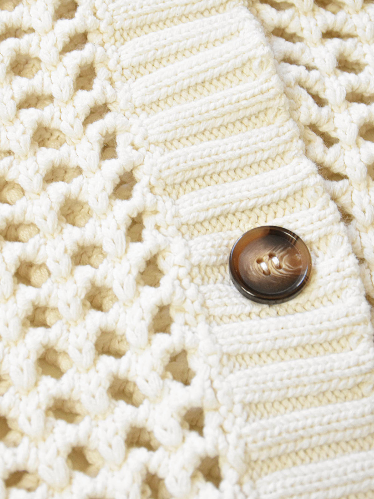 Cream Crochet Knit Cardigan