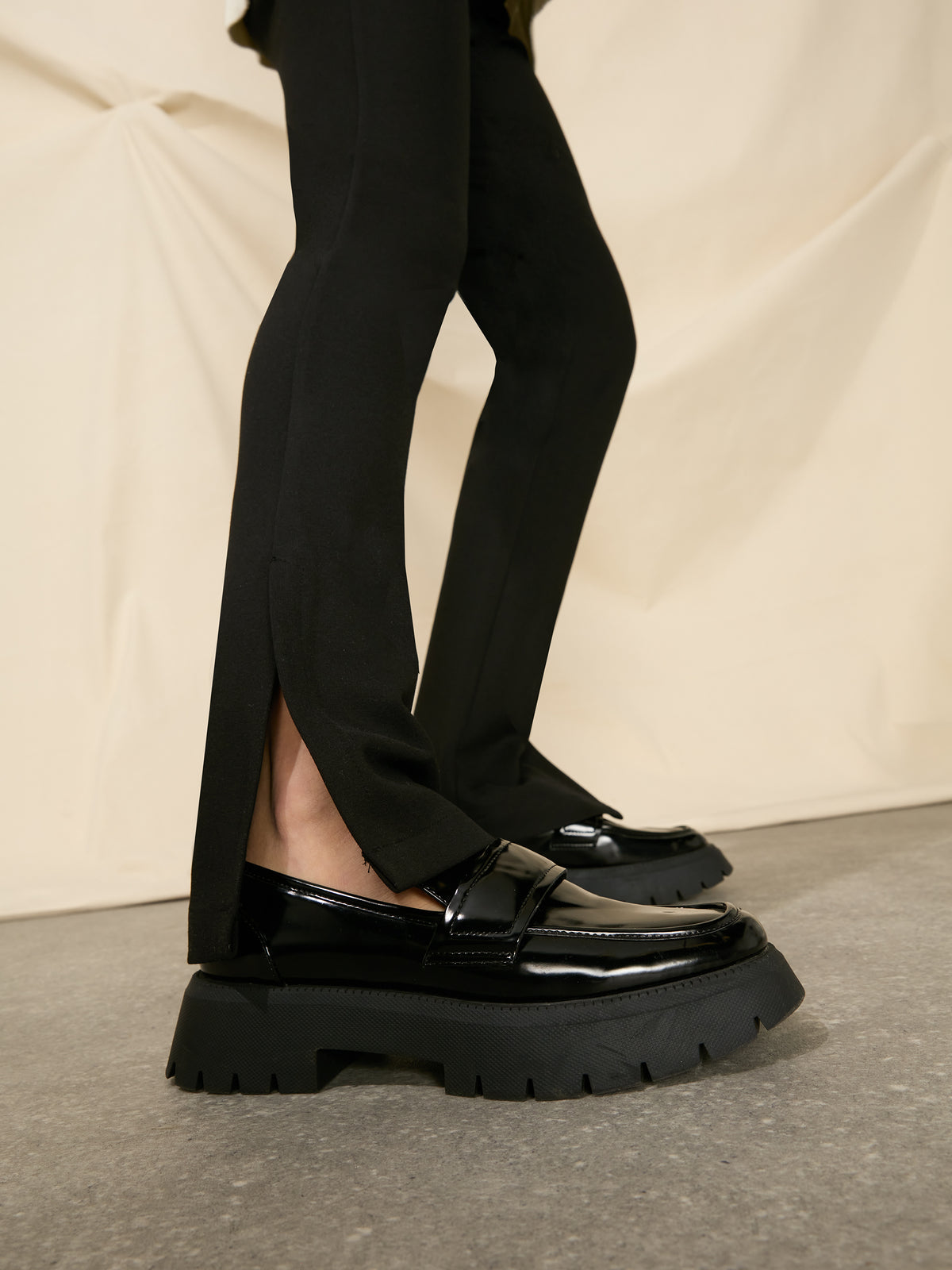 Black Ponte Split Hem Legging
