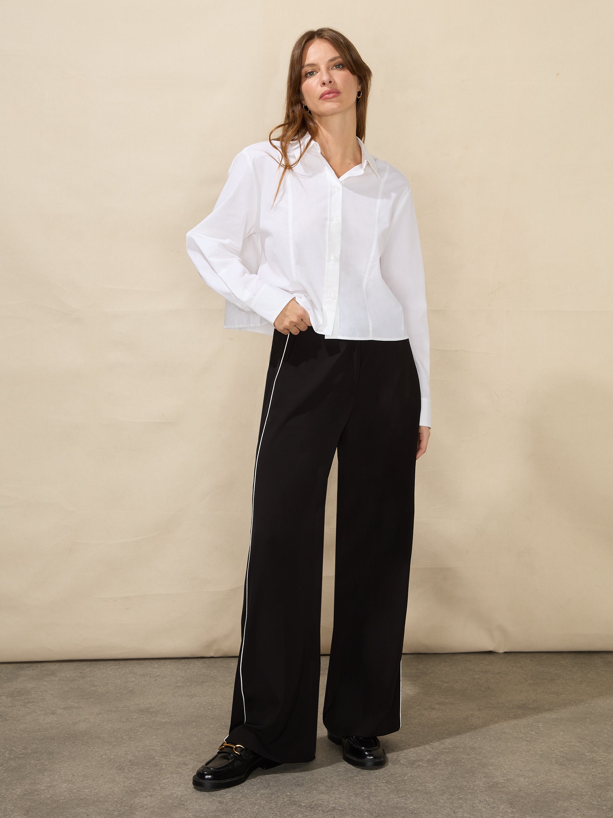 Elisabetta Franchi Straight Crepe Trousers With Logo Plaques | Balardi