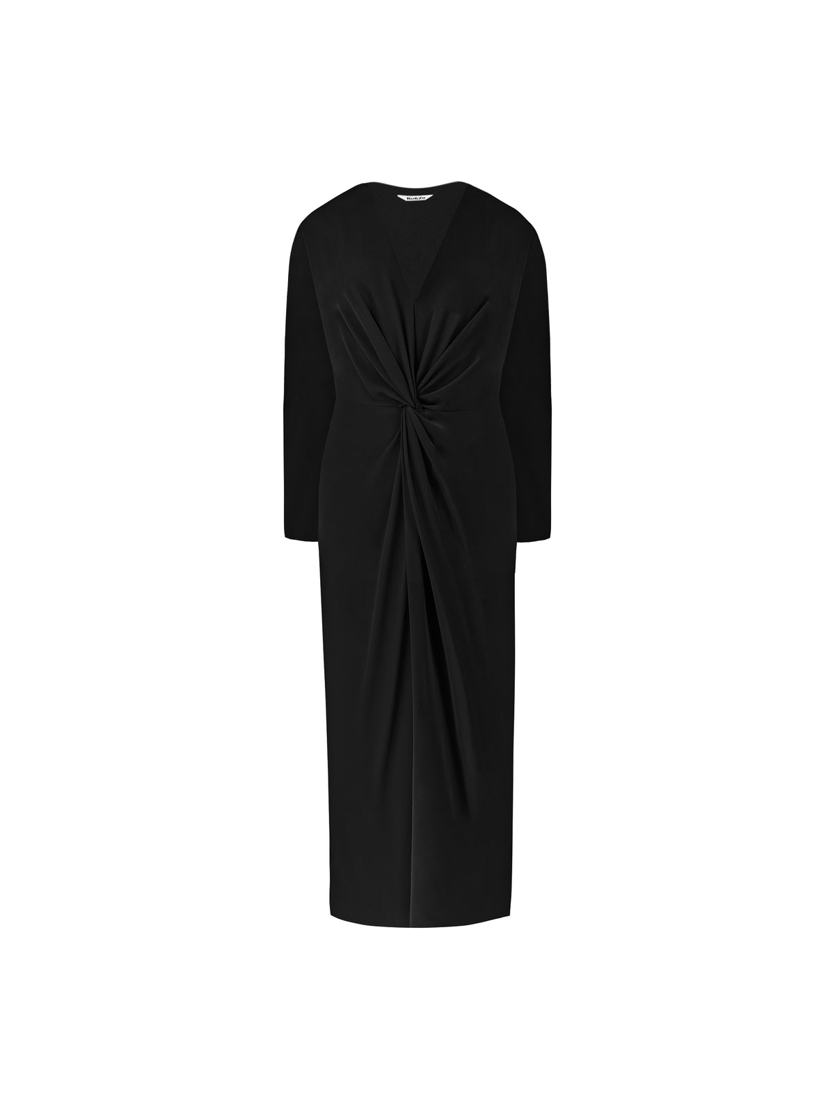 Black Twist Front Midi Dress