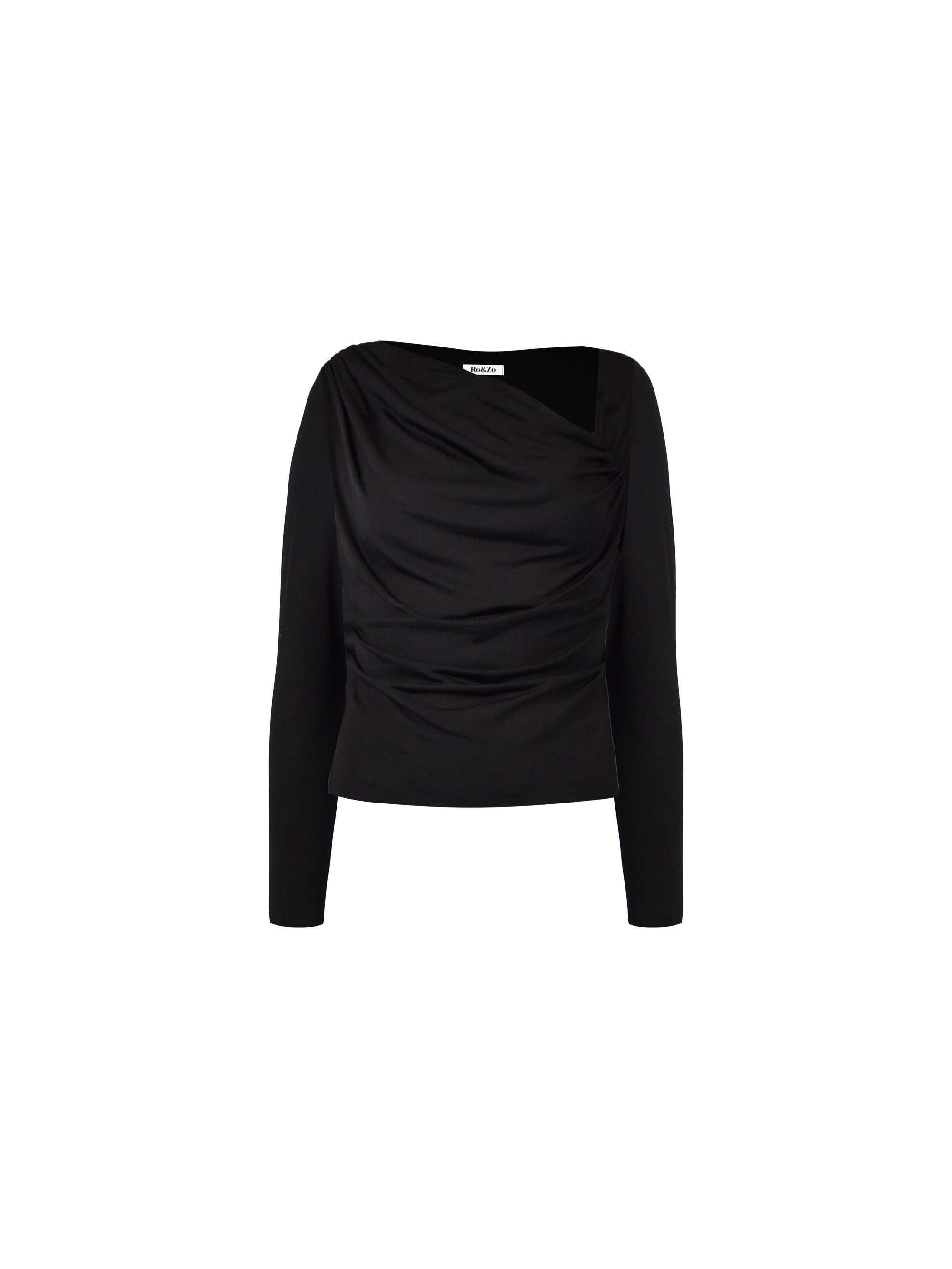 Black Asymmetric Neckline Jersey Top – Ro&Zo