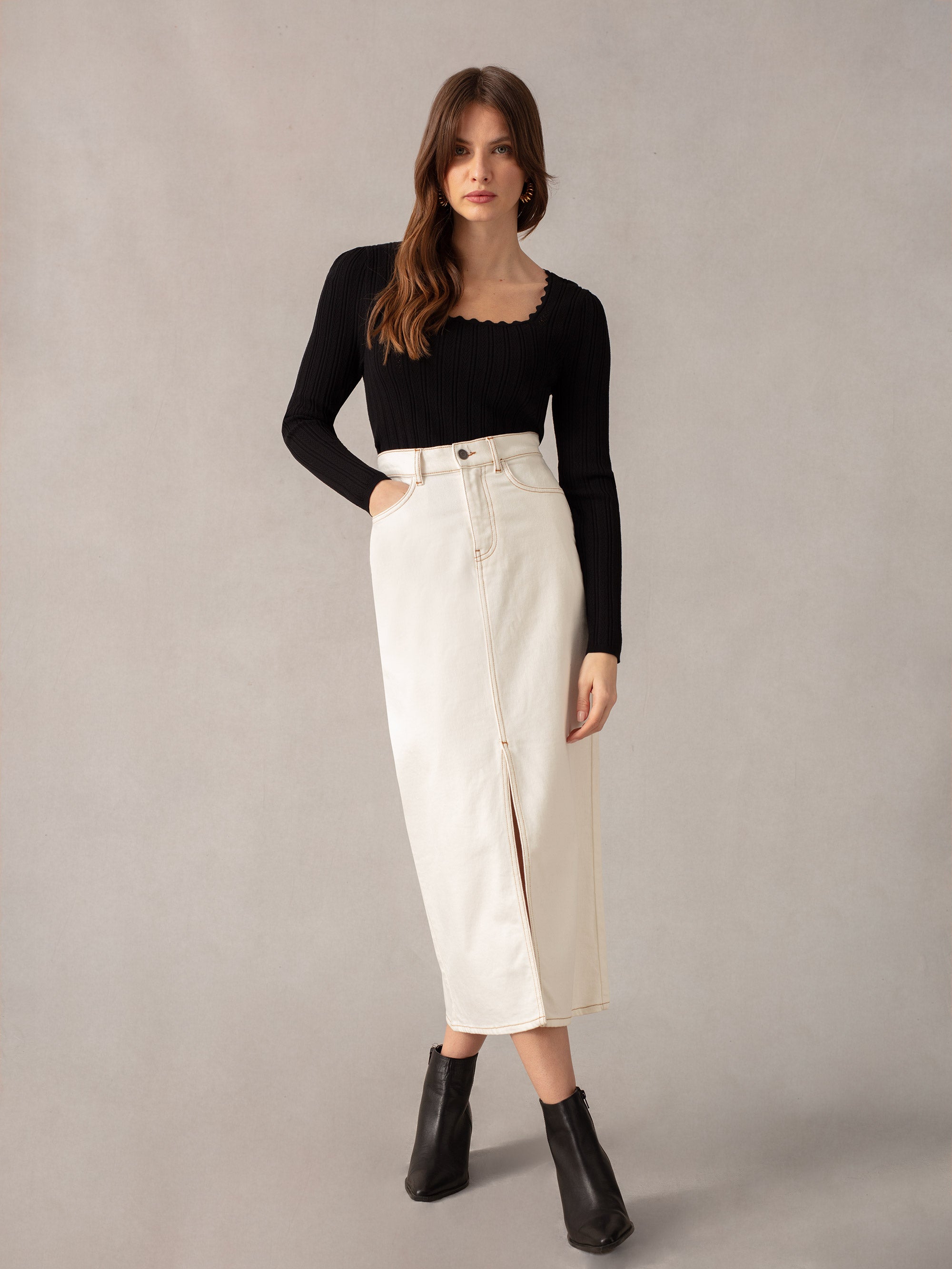 トップス andmary Nell knit neckwarmer tops black ANDMARY】Nell knit neck warmer tops