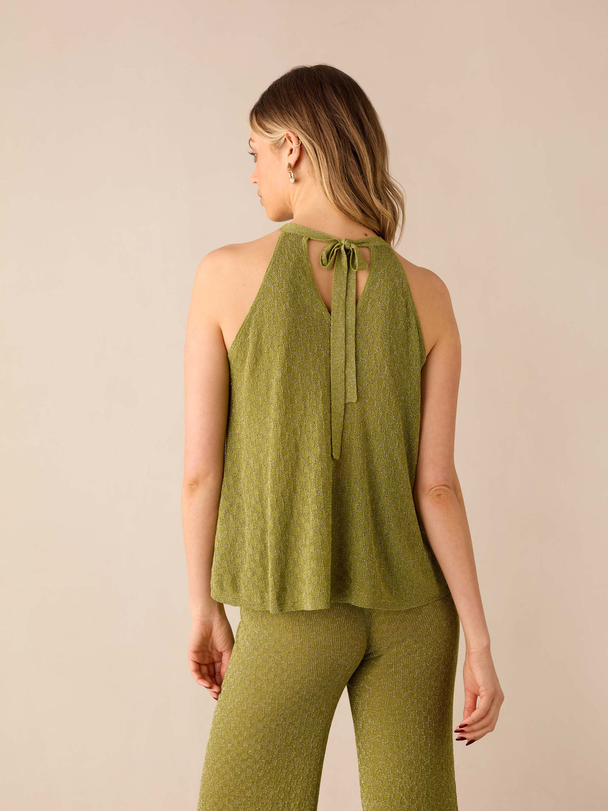 Green Sheer Lurex Knit Swing Top