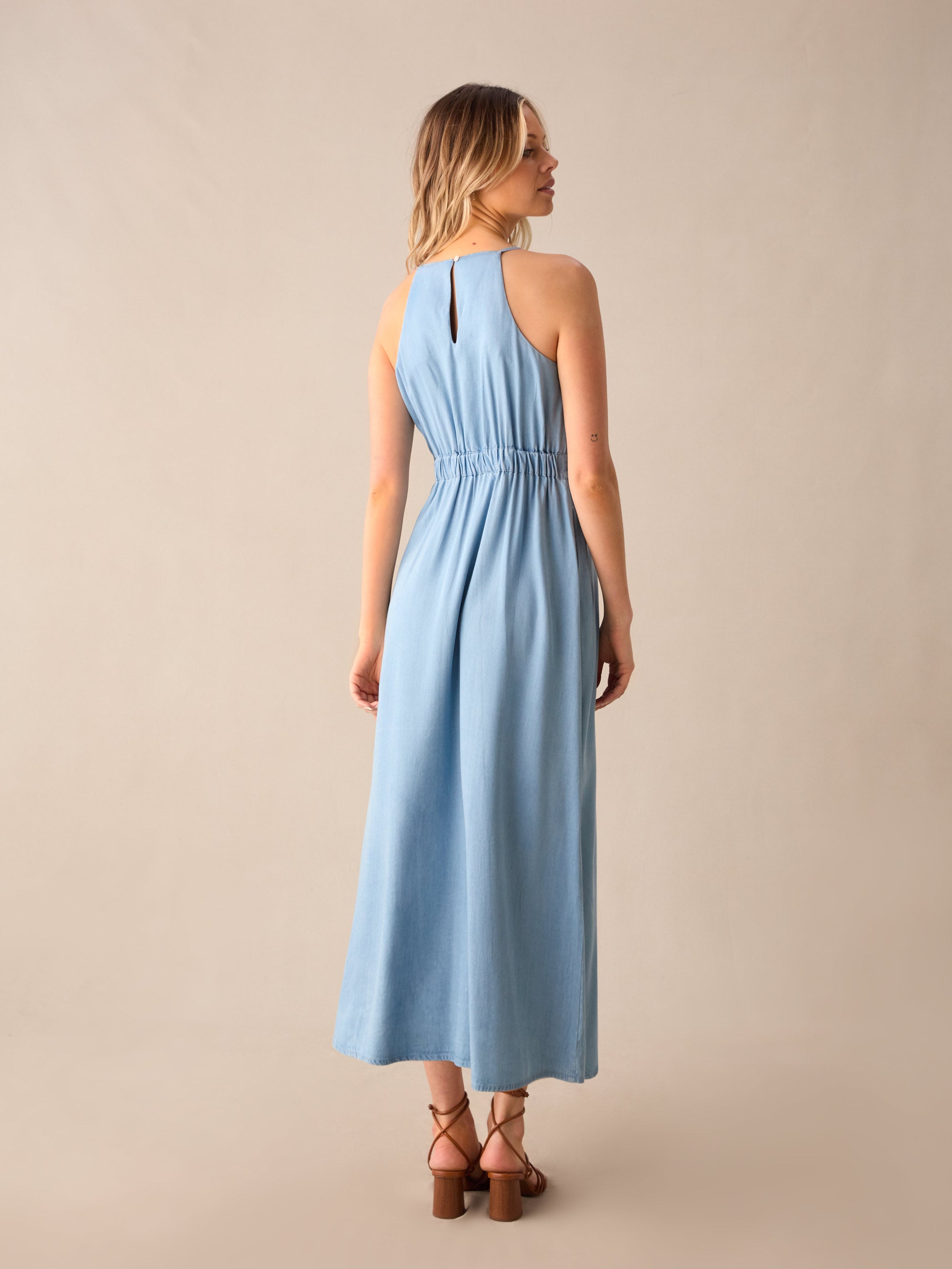 Halter Tencel Denim Midi Dress – Ro&Zo
