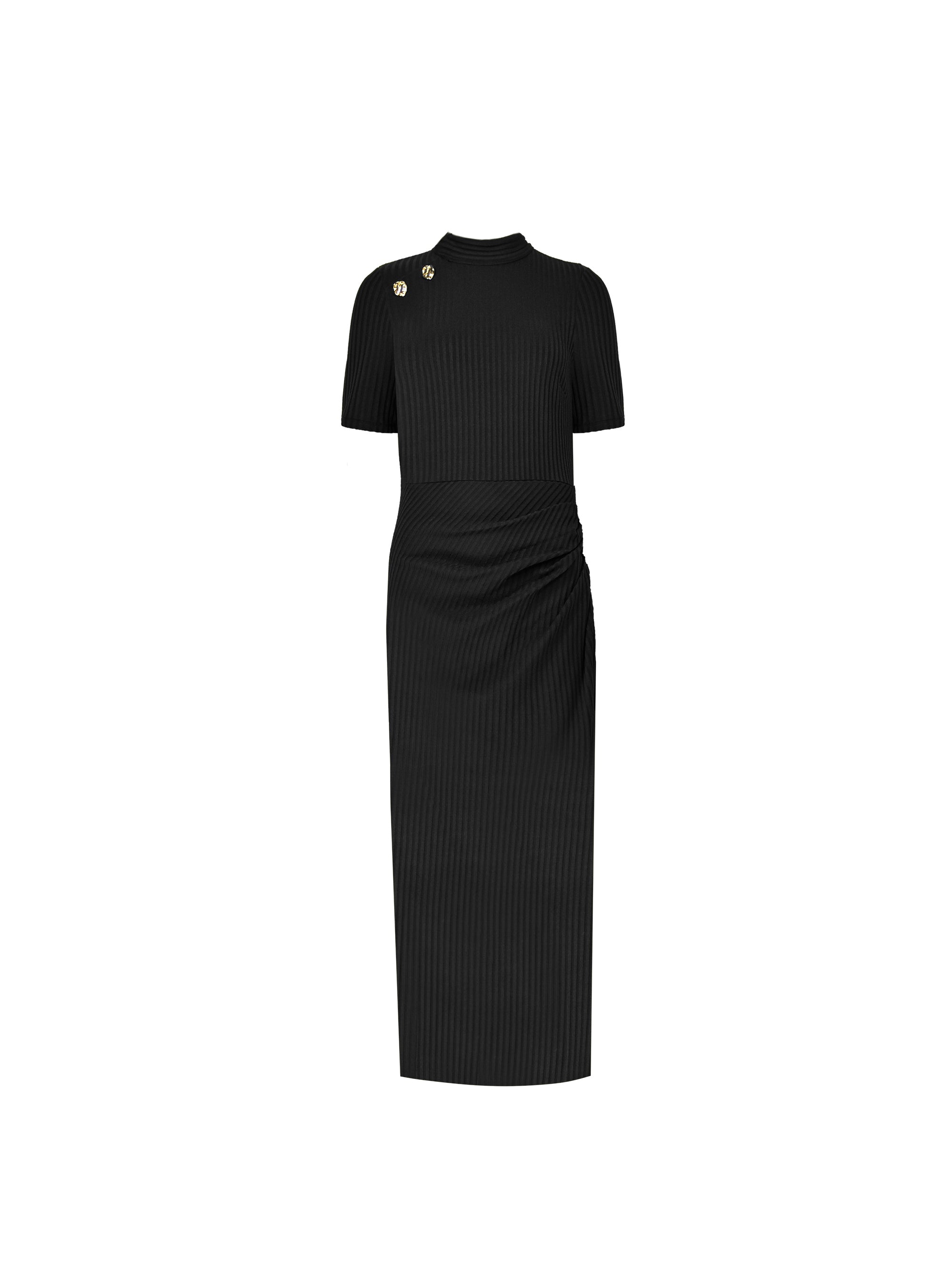 Black Ribbed Split Front Dress – Ro&Zo