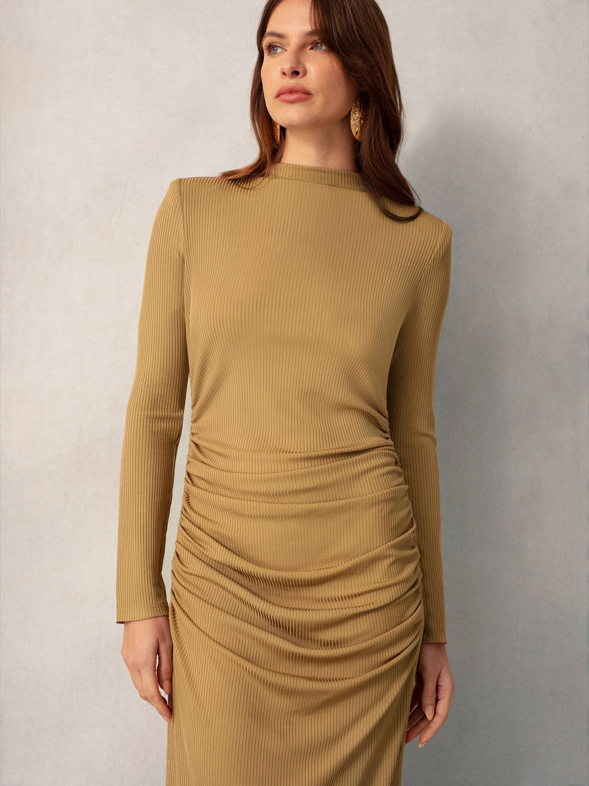 Tan 2024 ribbed dress