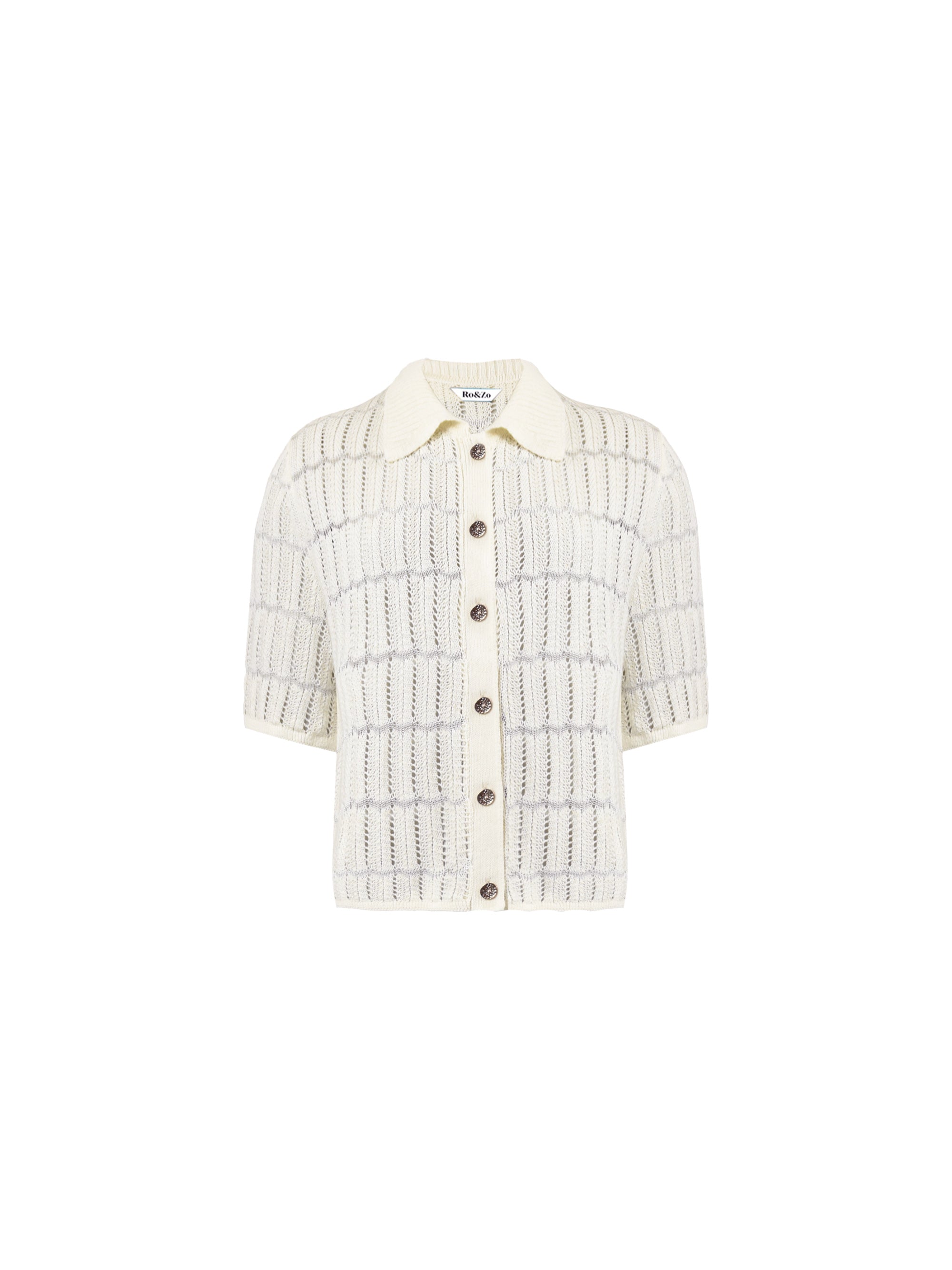 White Open Stitch Knit Collar Shirt – Ro&Zo
