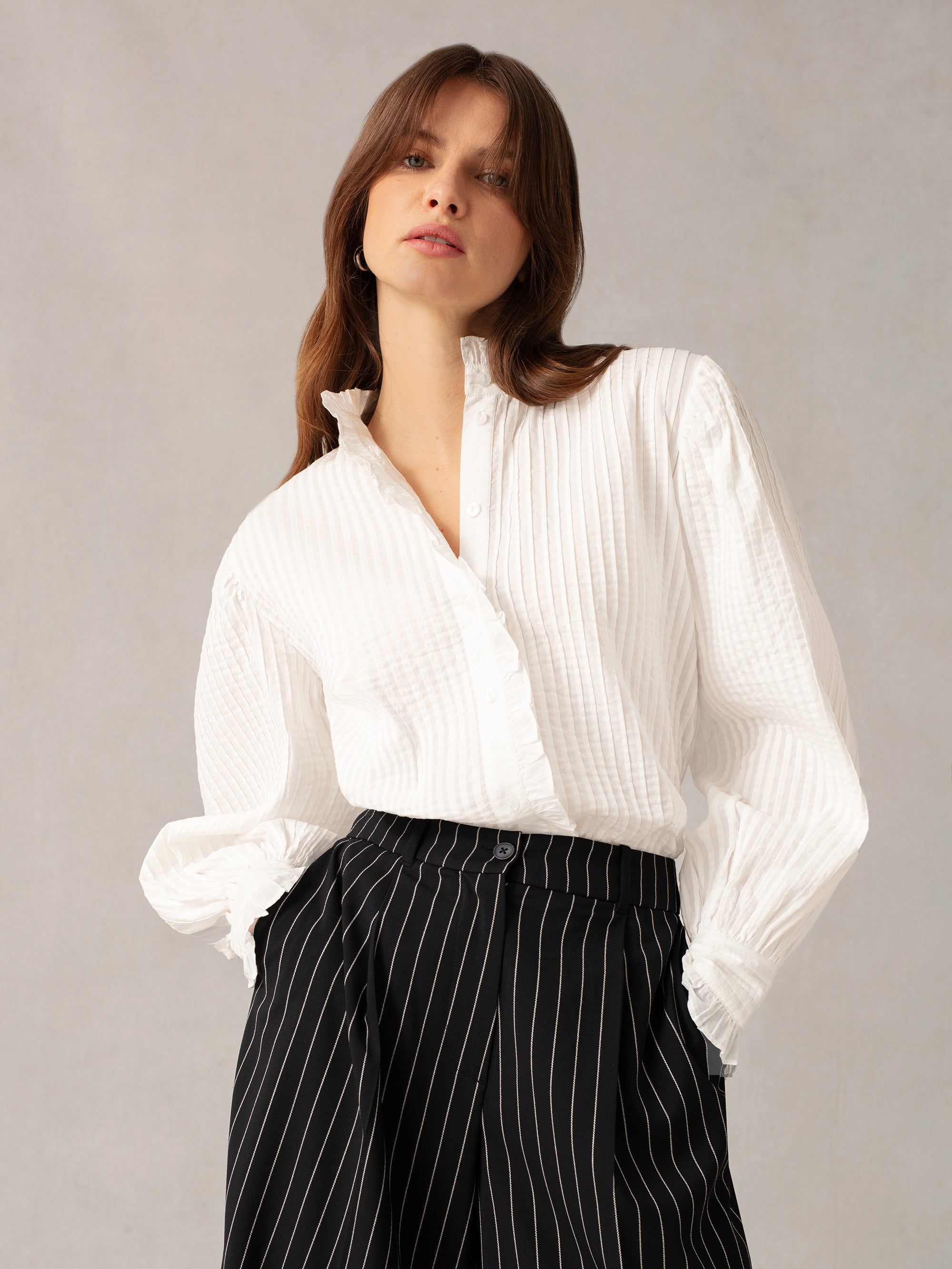 White Pintuck Blouse – Ro&Zo