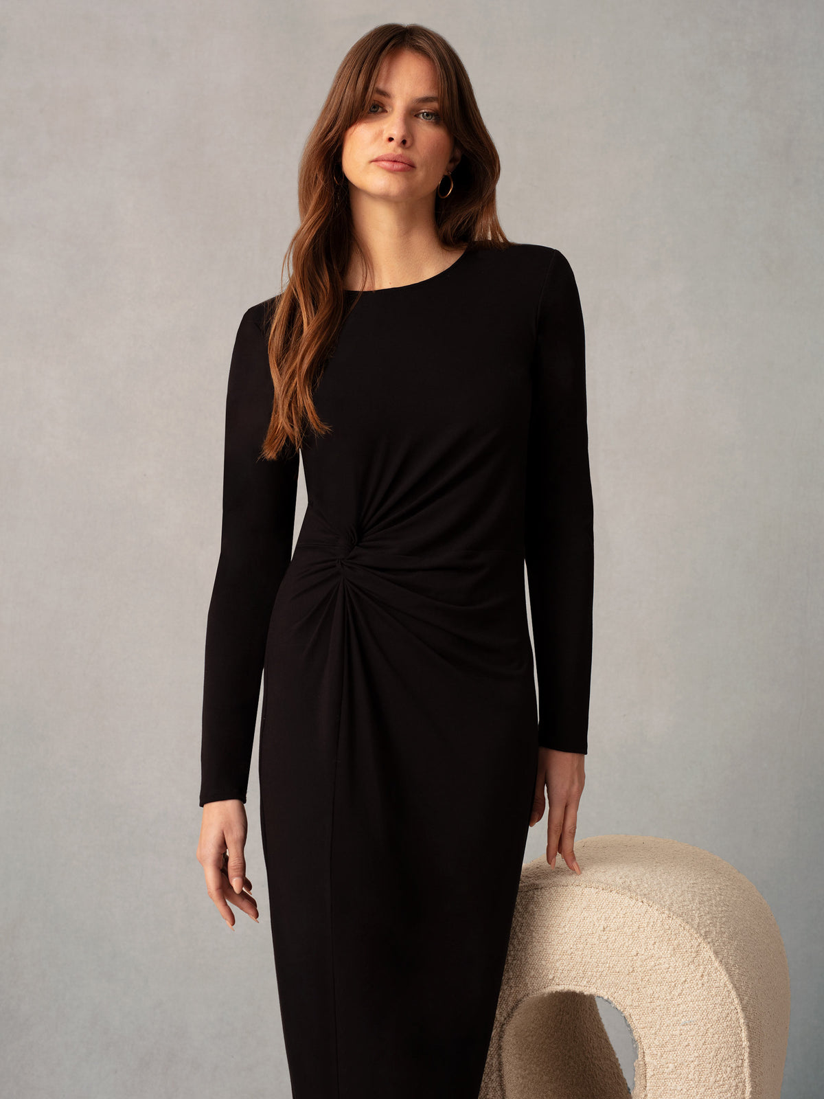 Black Twist Detail Jersey Dress