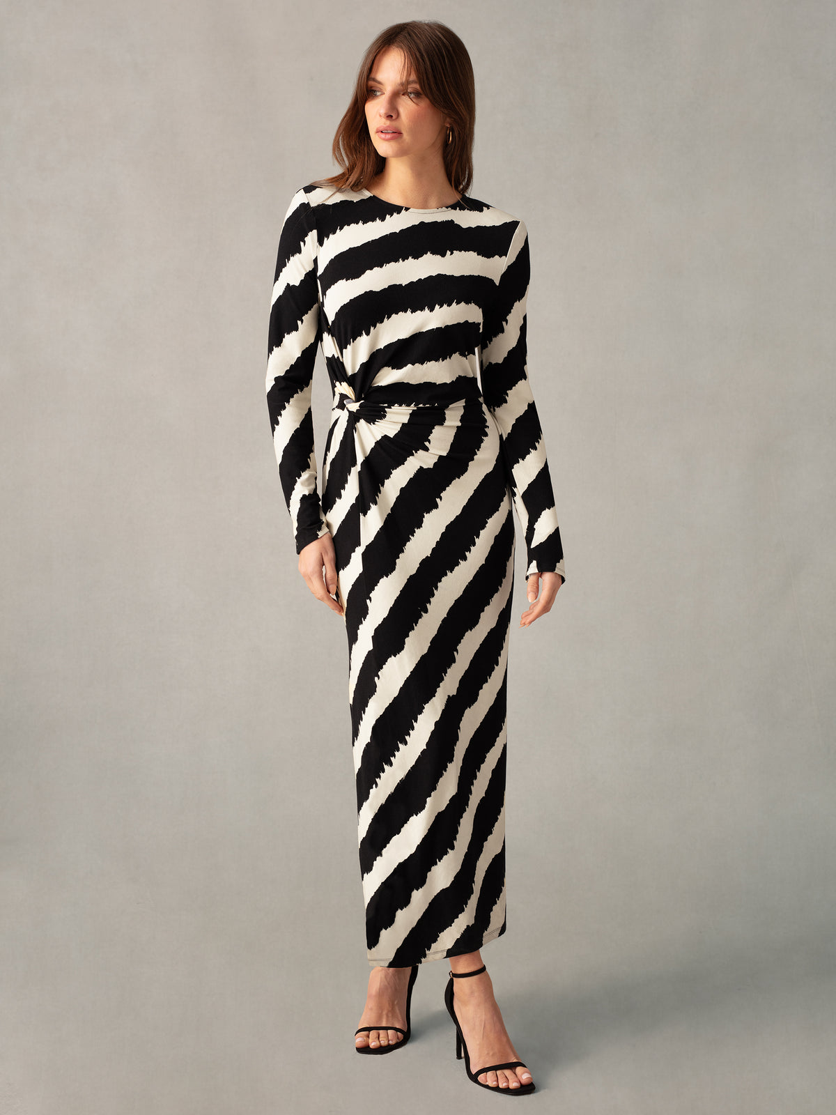 Mono Bold Stripe Twist Detail Jersey Dress
