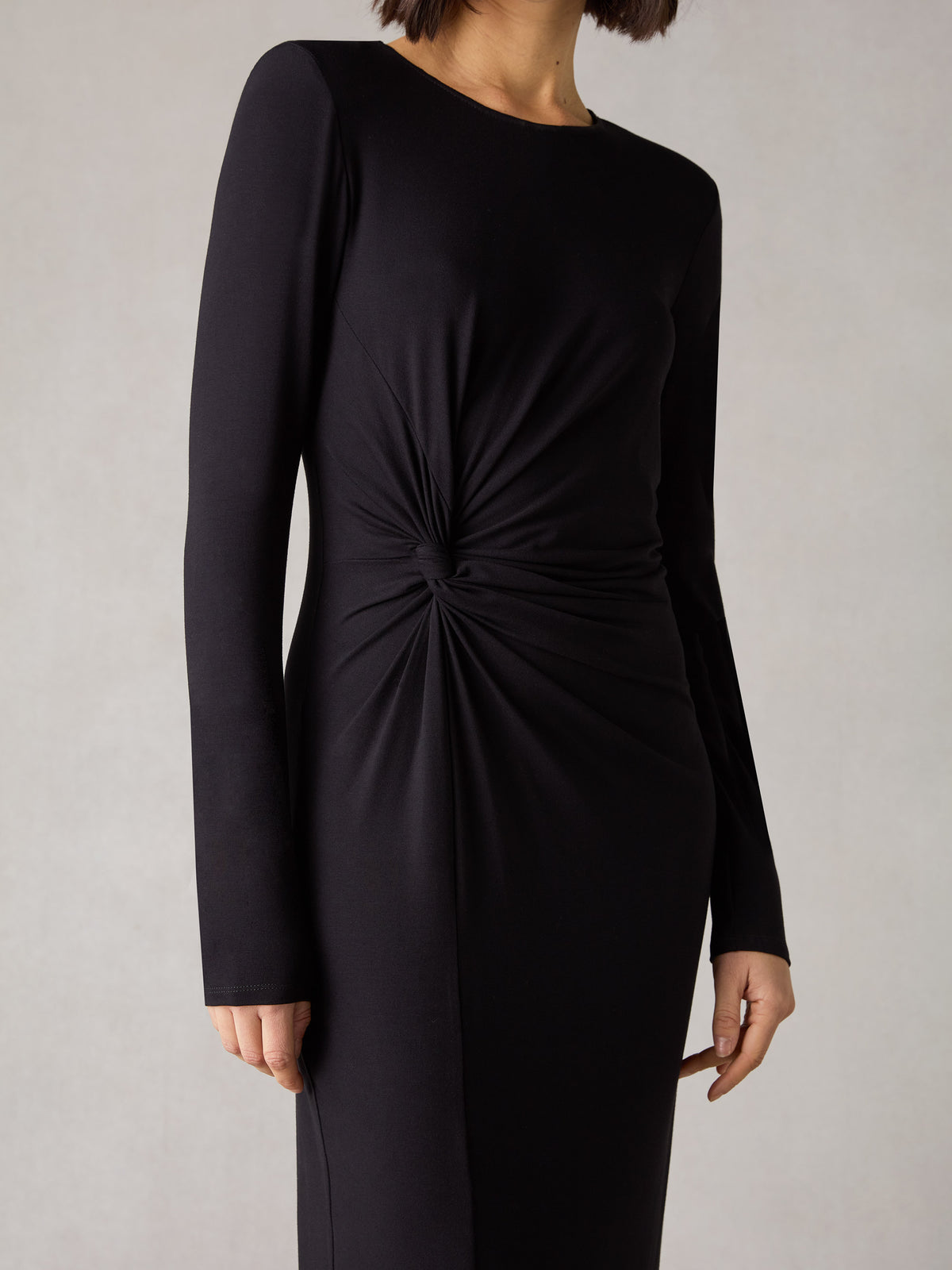 Petite Black Twist Detail Jersey Dress