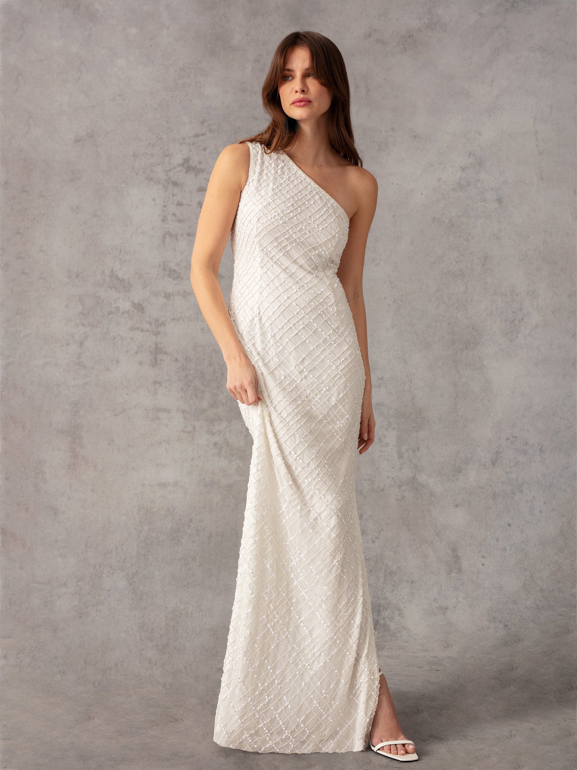 White One Shoulder Beaded Dress – Ro&Zo