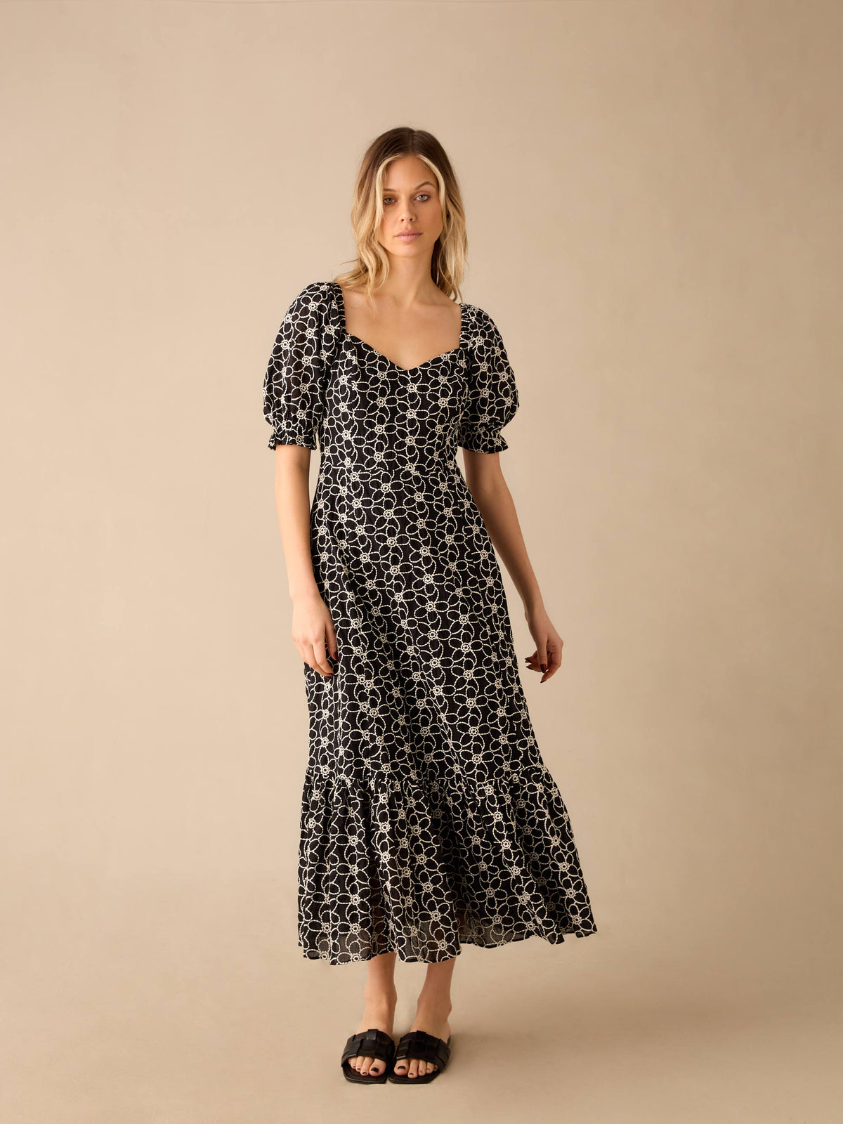 Mono Sweetheart Neck Embroidered Dress