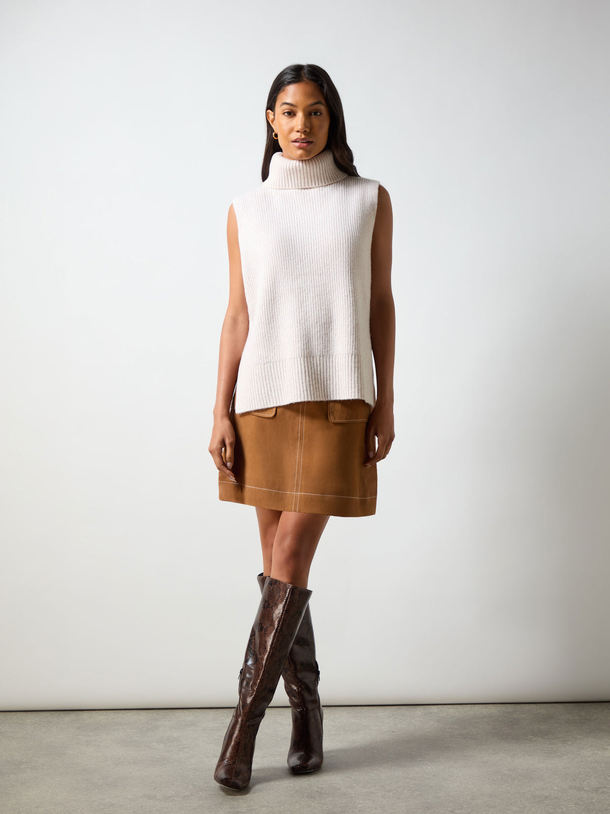 Neutral Sleeveless High Neck Jumper