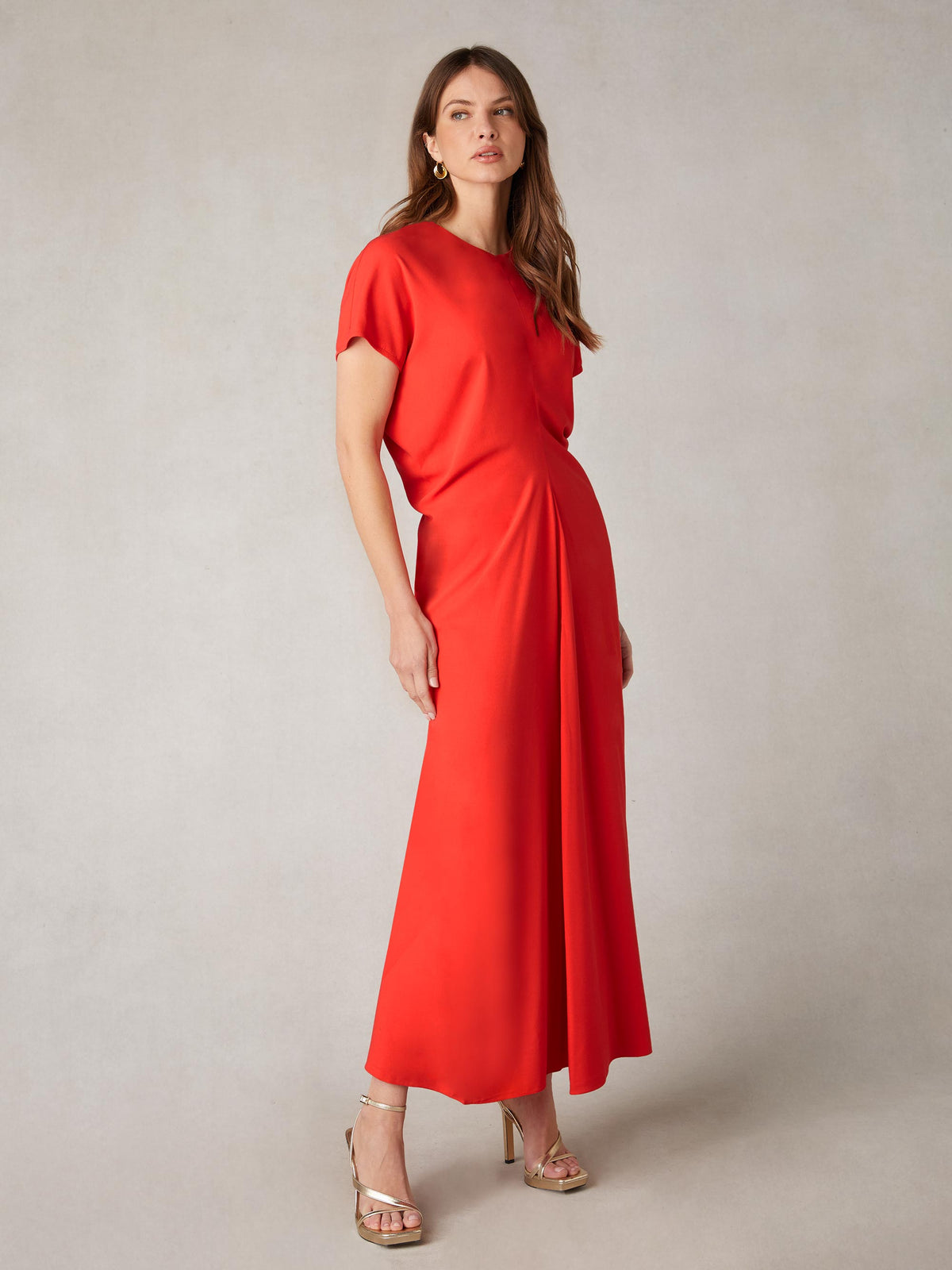 Harper Red Flutter Sleeve Midaxi Dress