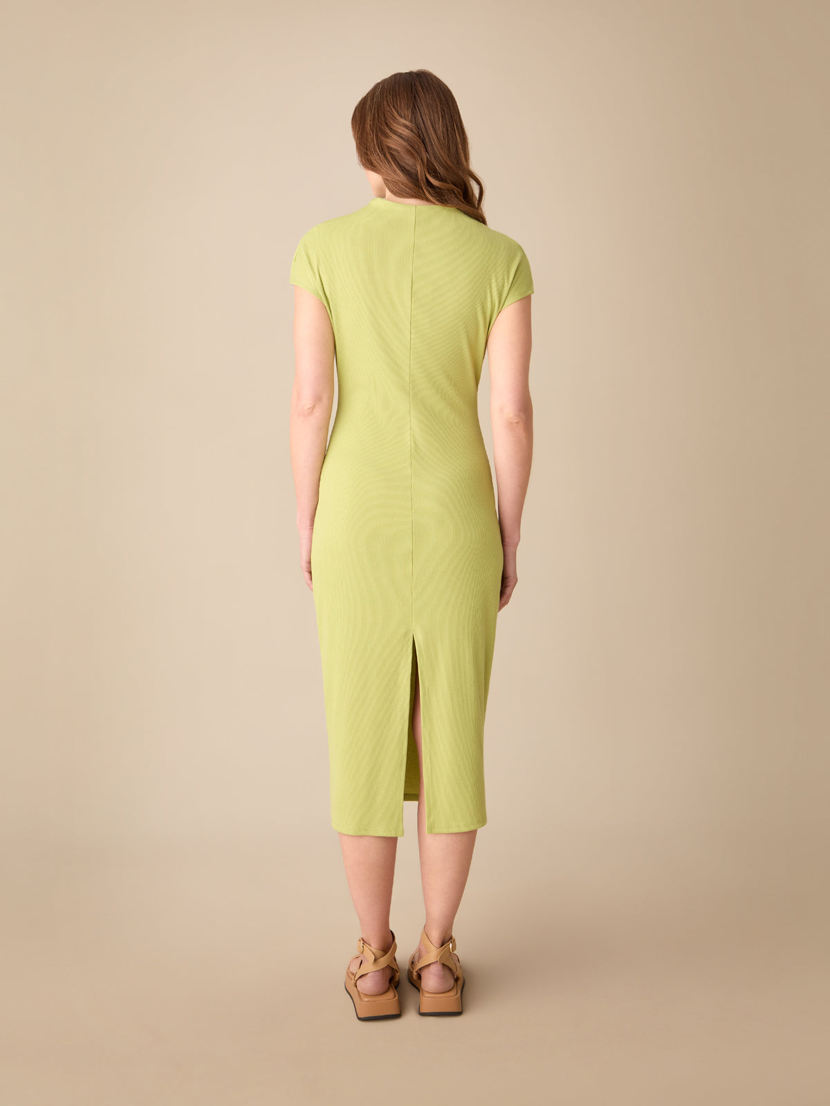 Green Rib Knit Midi Dress