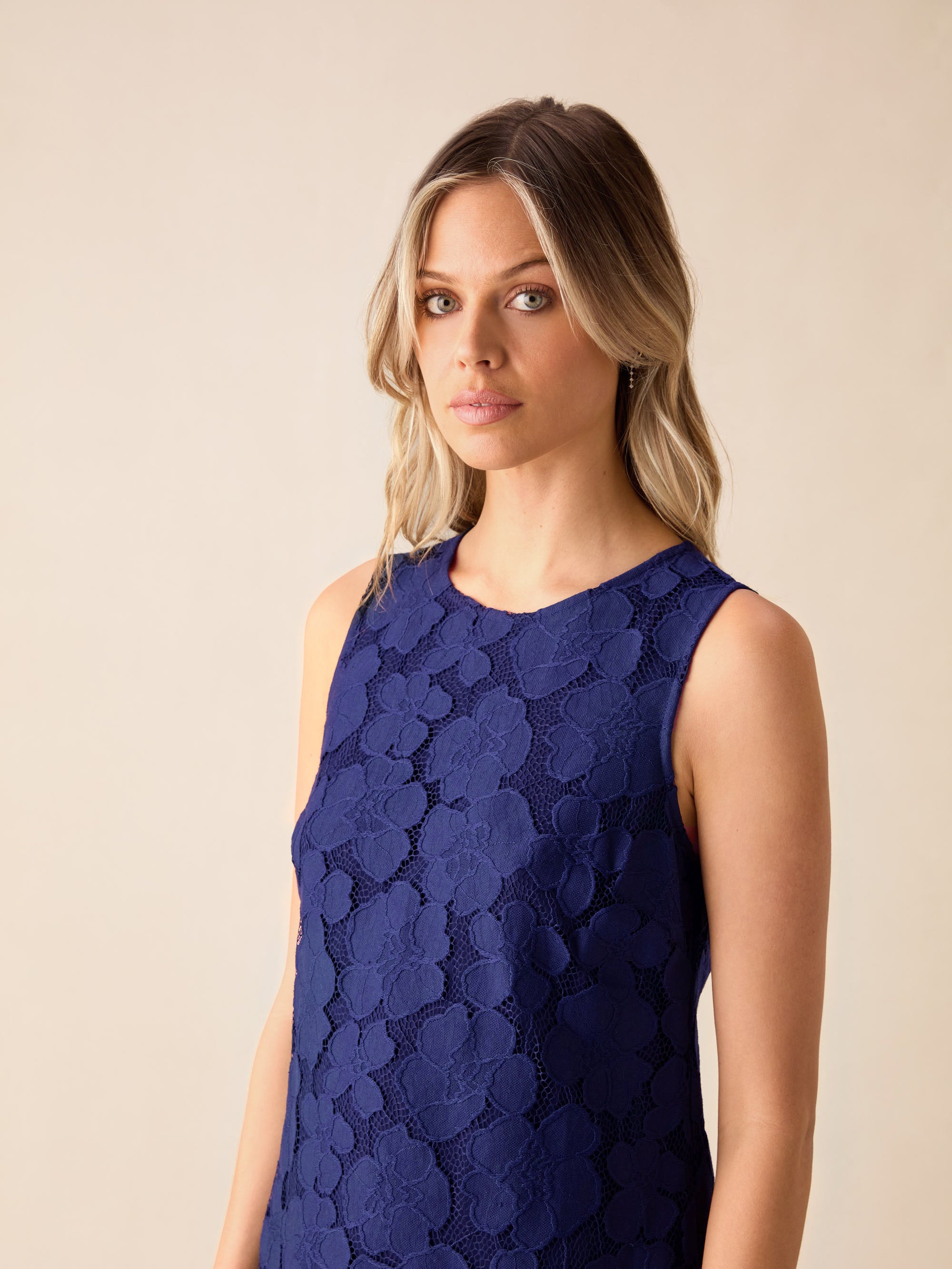 Navy blue shops lace shift dress