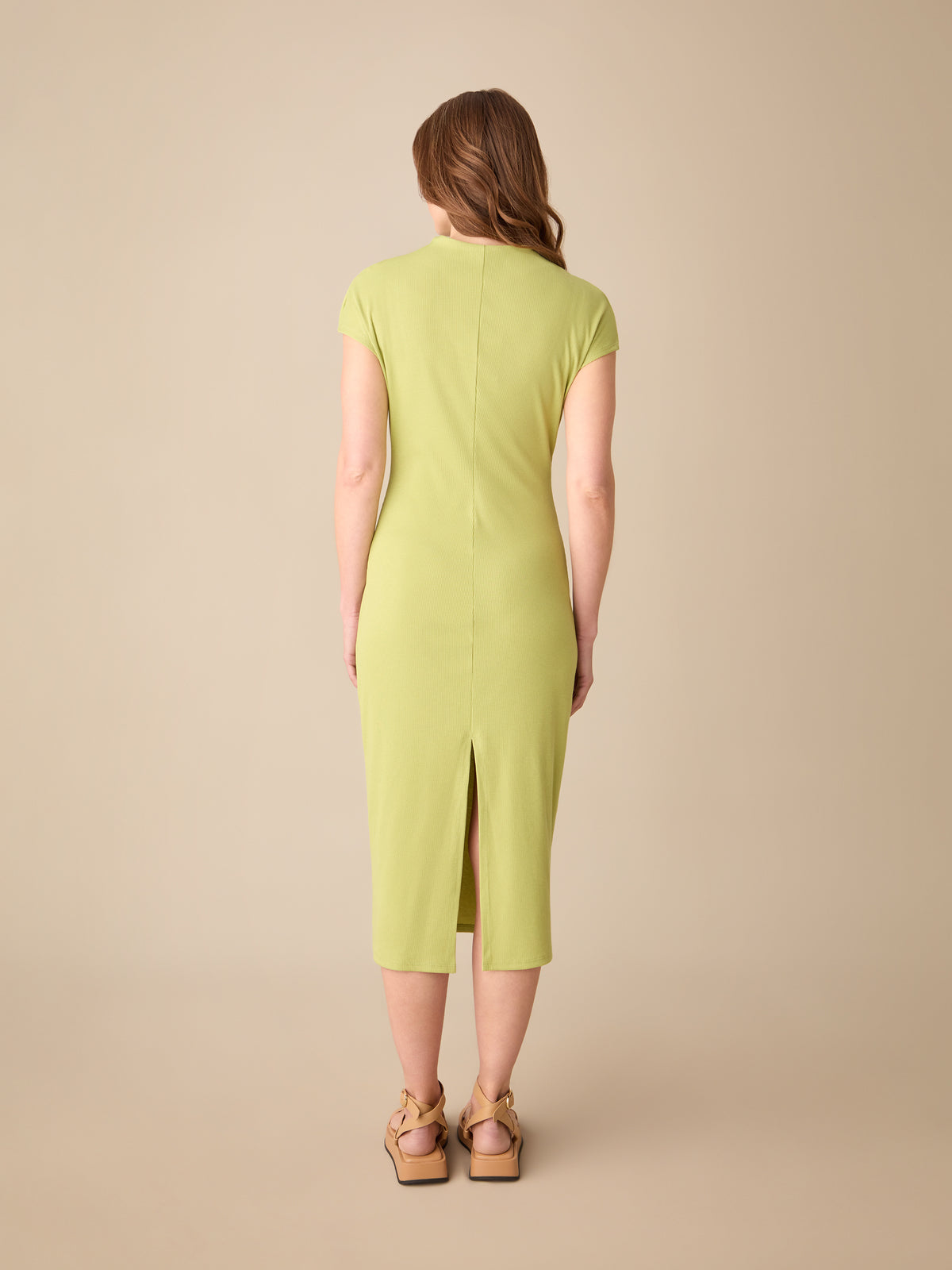 Petite Green Rib Knit Midi Dress