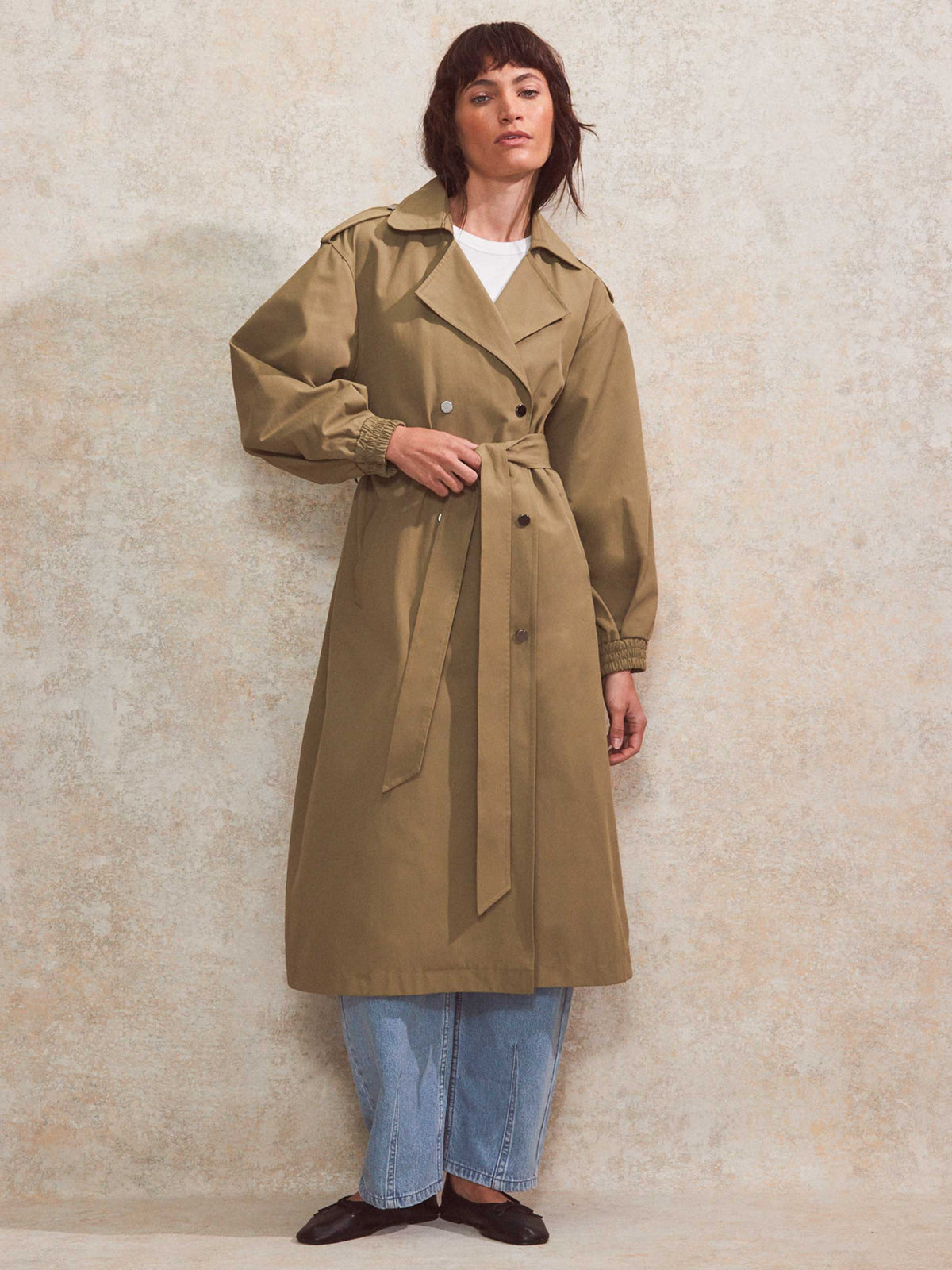 Khaki Belted Trench Coat