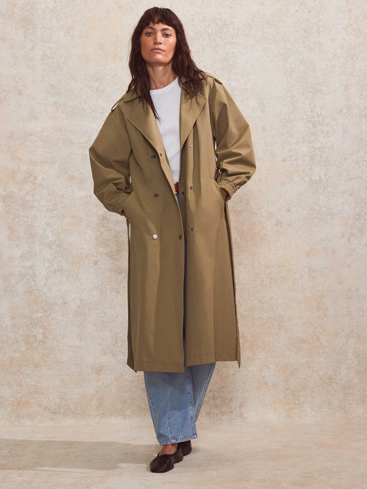 Khaki Belted Trench Coat