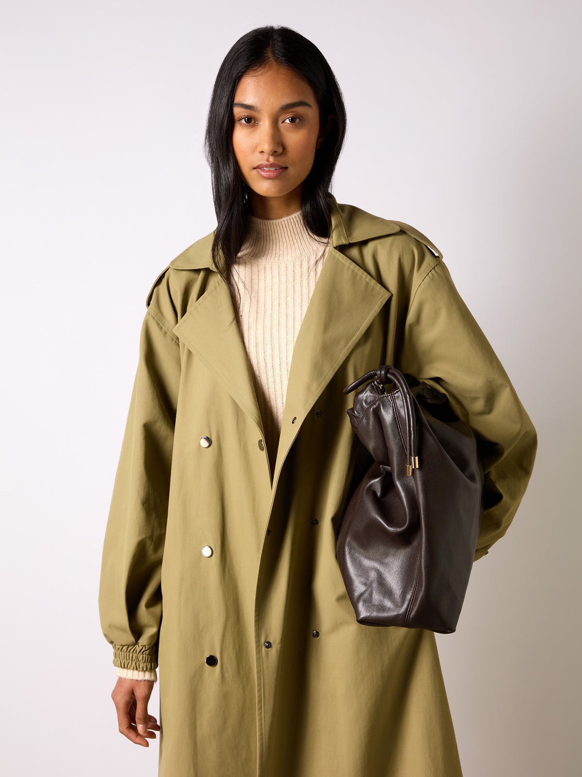 Petite Khaki Belted Trench Coat