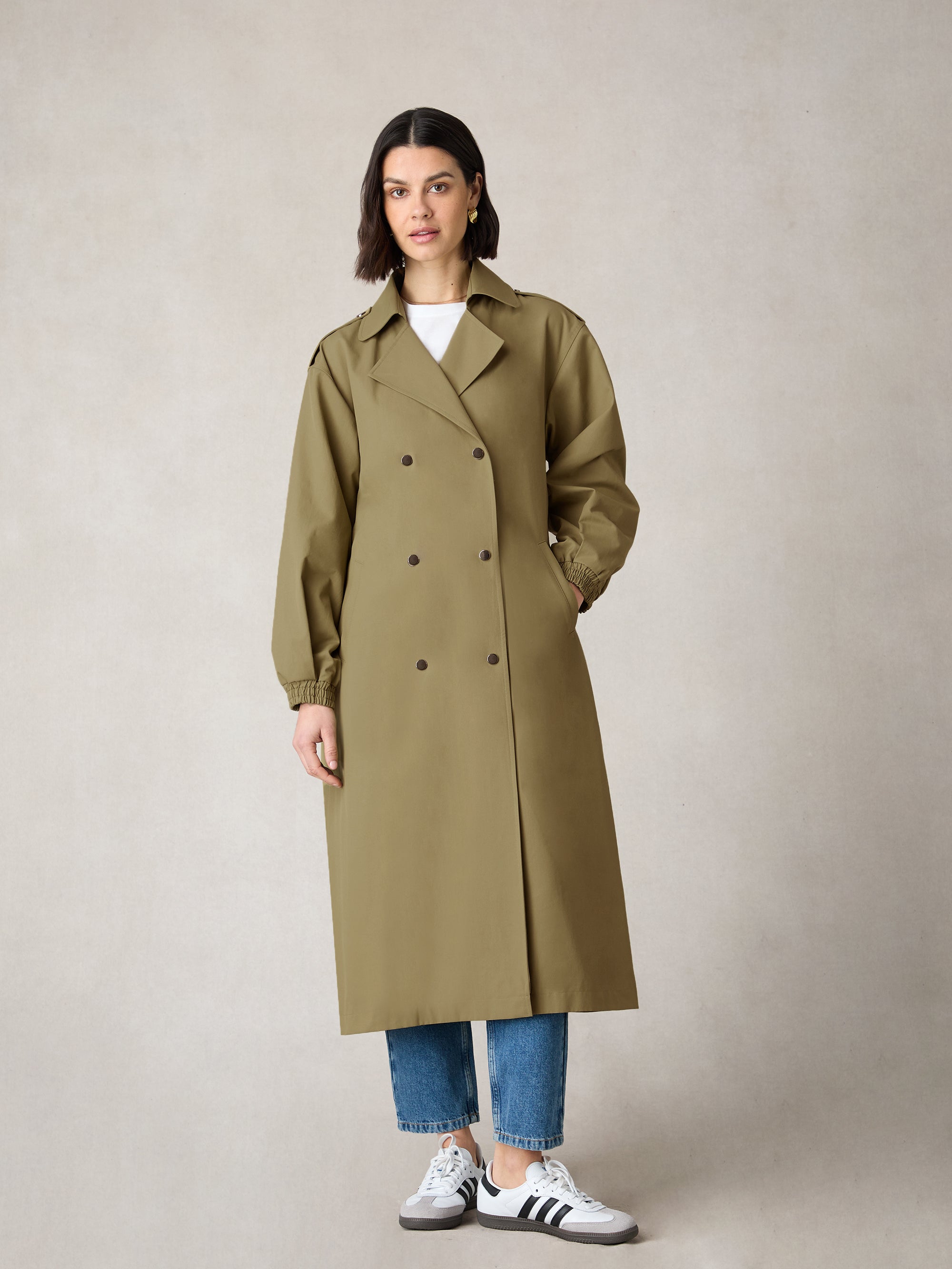 Khaki belted outlet coat