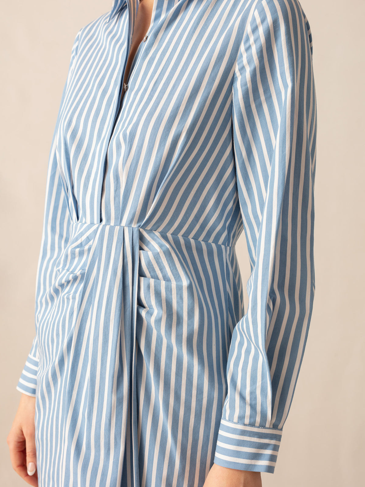Blue Stripe Wrap Shirt Dress