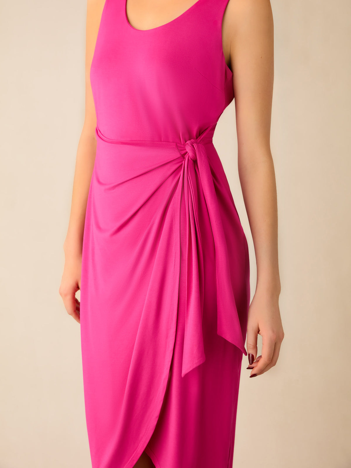 Pink Jersey Tie Waist Dress