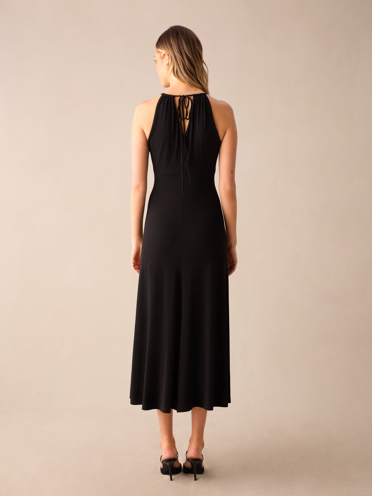 Black Halterneck Midi Dress