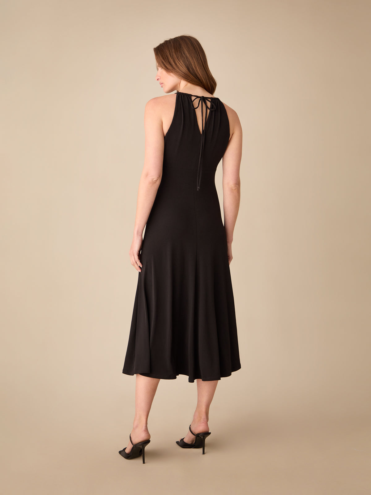 Petite Black Halterneck Midi Dress