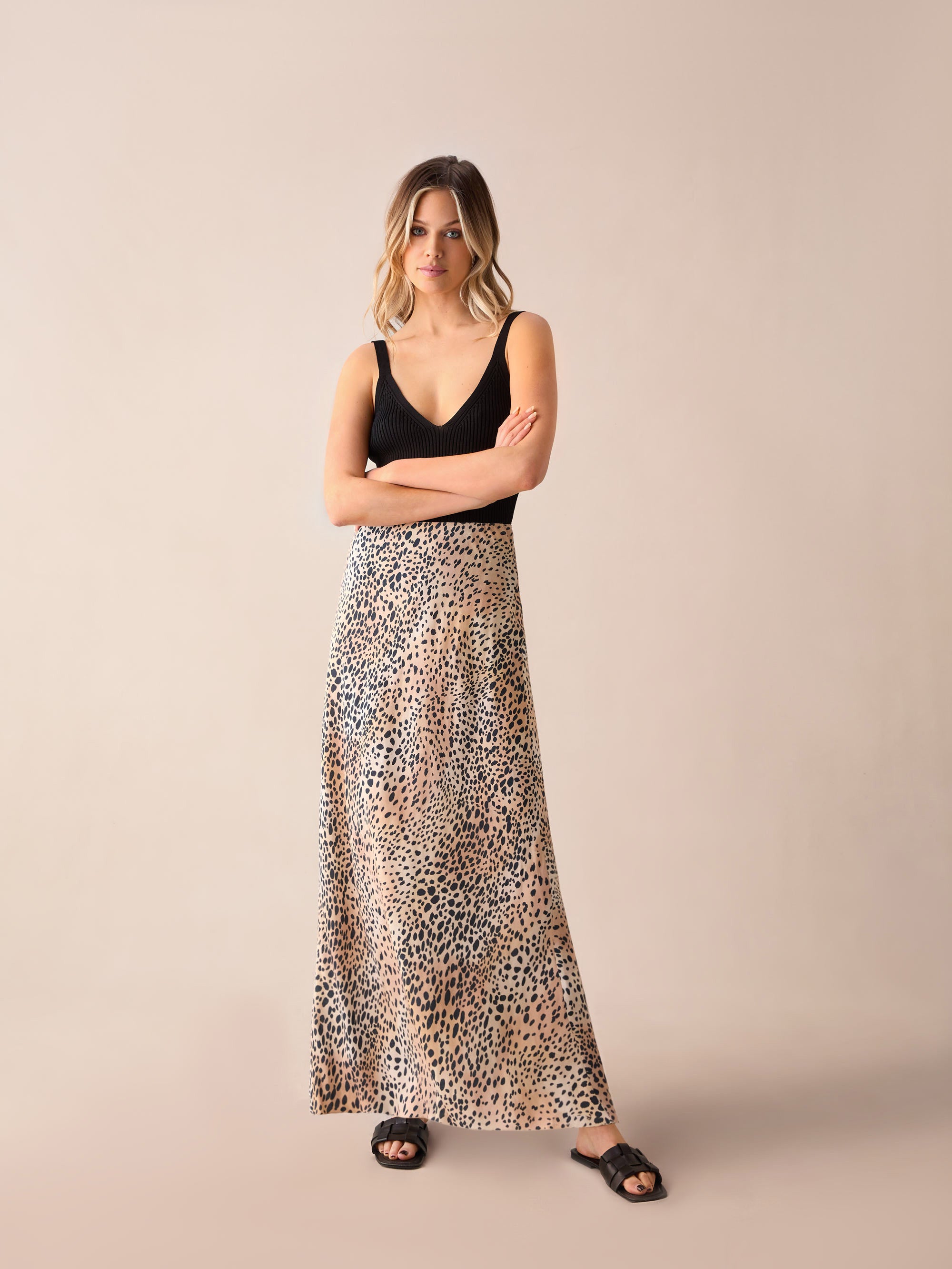 Leopard Print Bias Cut Maxi Skirt Ro Zo