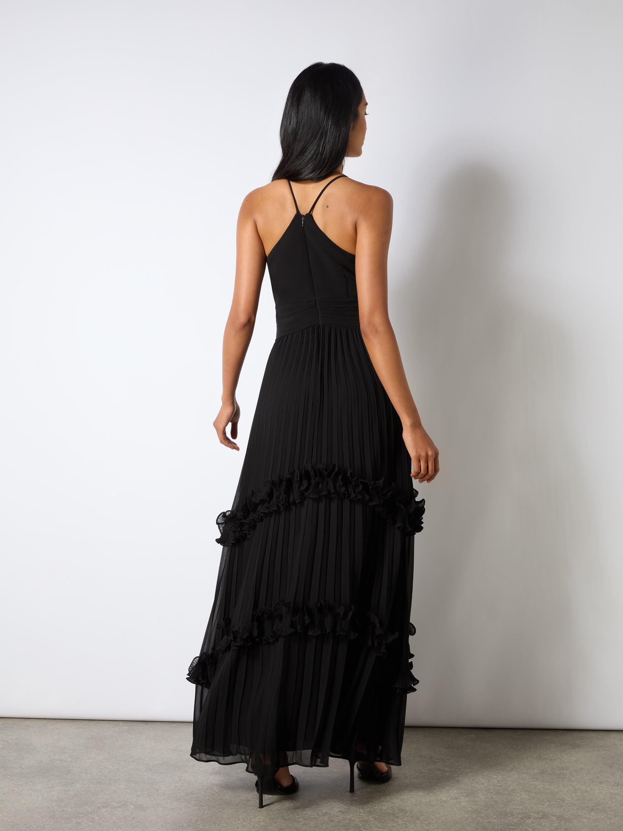 Black maxi ruffle dress best sale