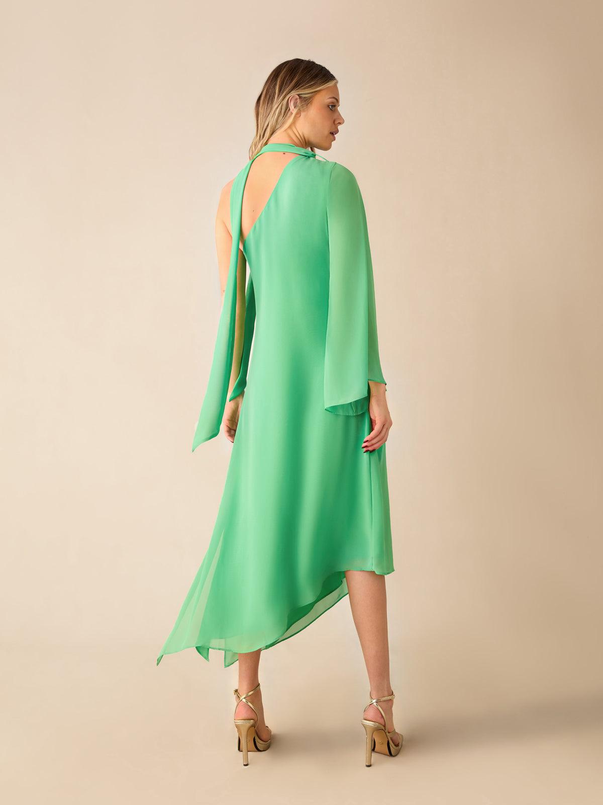 Oona Green Chiffon One Shoulder Maxi Dress