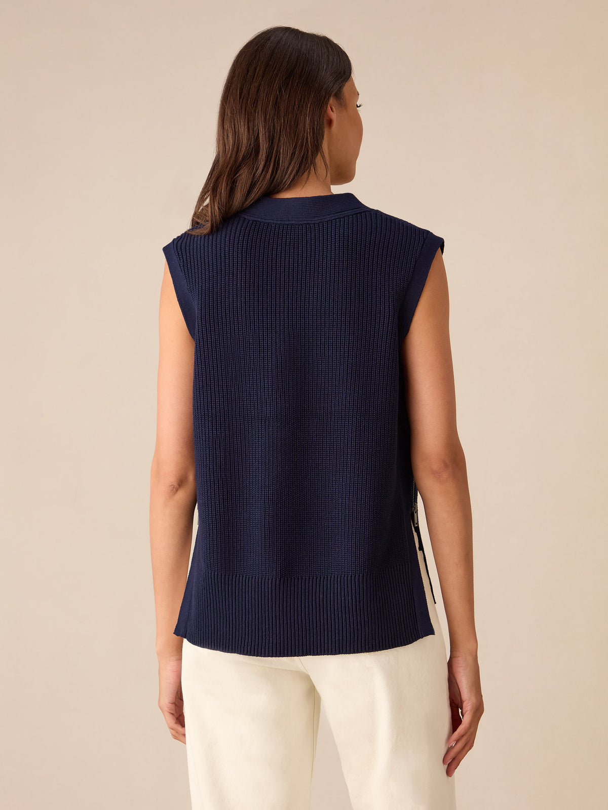 Navy Side Zip Knitted Vest