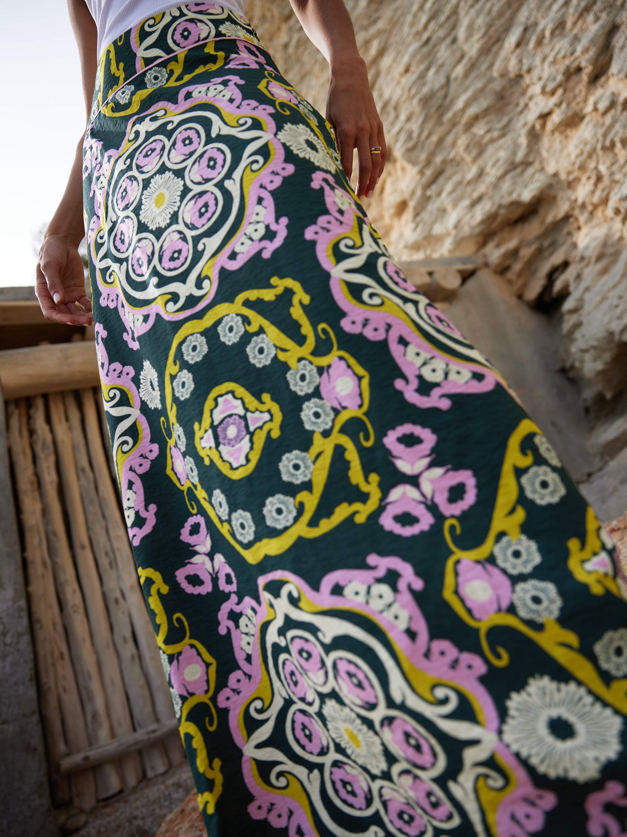 スカート Y's 21AW W/SAXONY ROLLER PAINT SKIRT 1 スカート Y's 21AW W/SAXONY ROLLER PAINT SKIRT 1 Wrap Sklirt