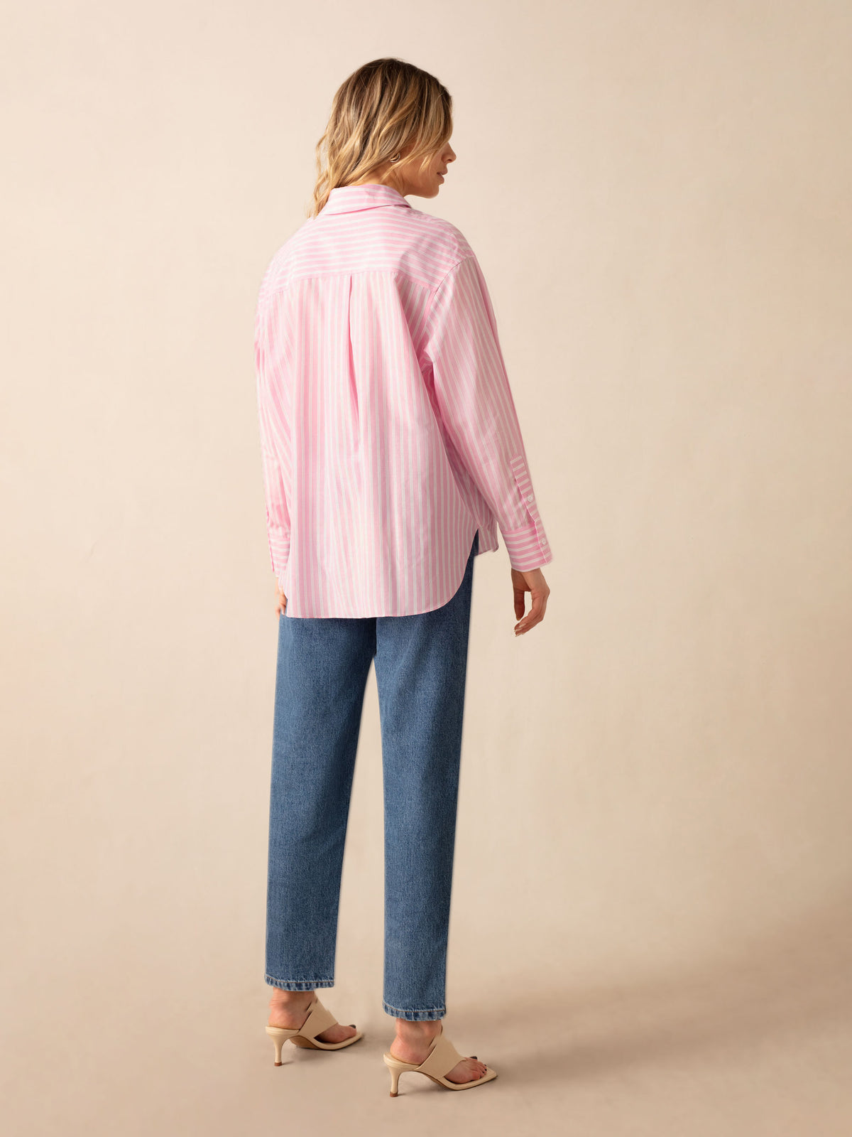 Pink Stripe Split Front Shirt