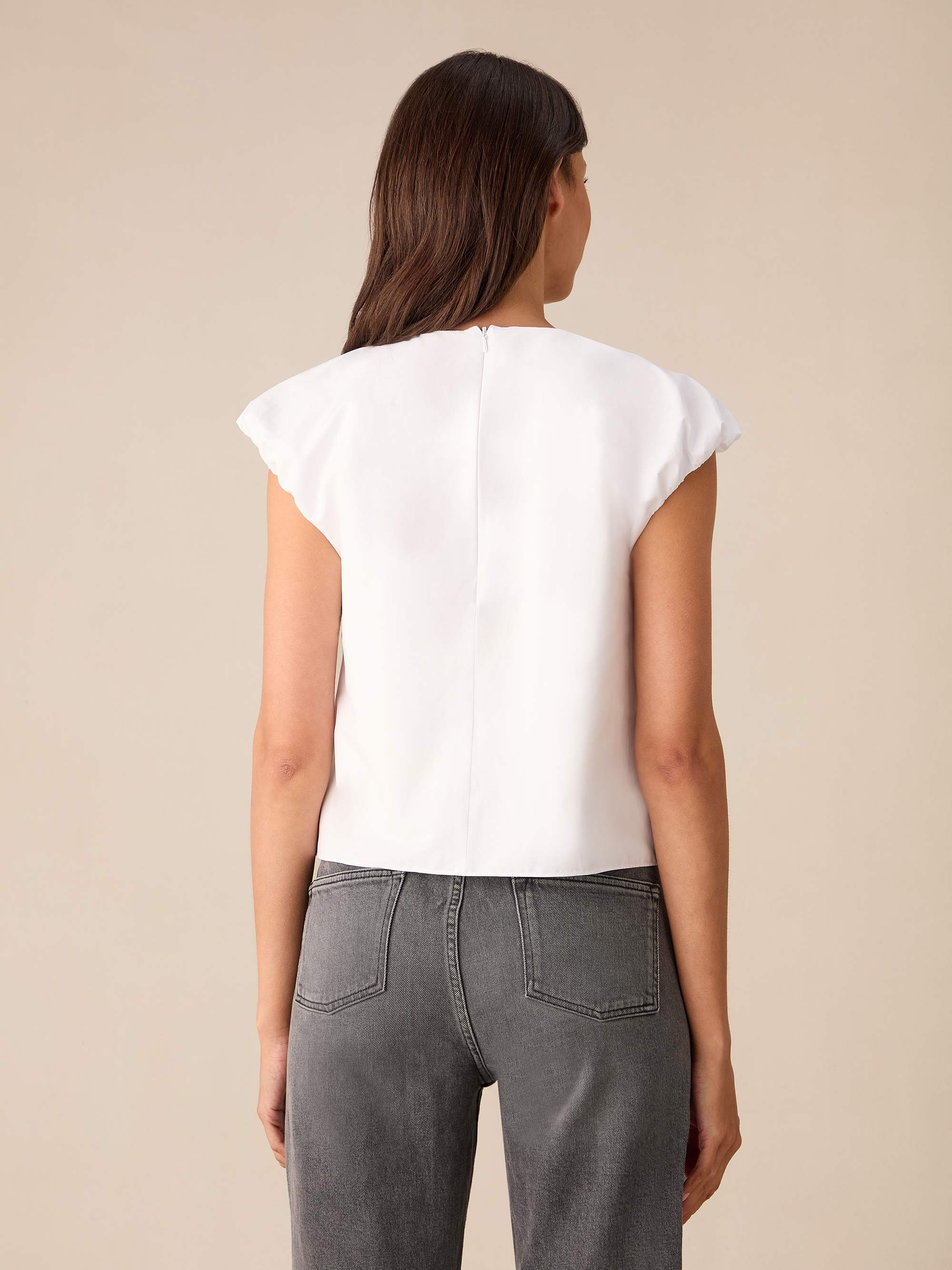 White Cotton Puff Sleeve Top – Ro&Zo