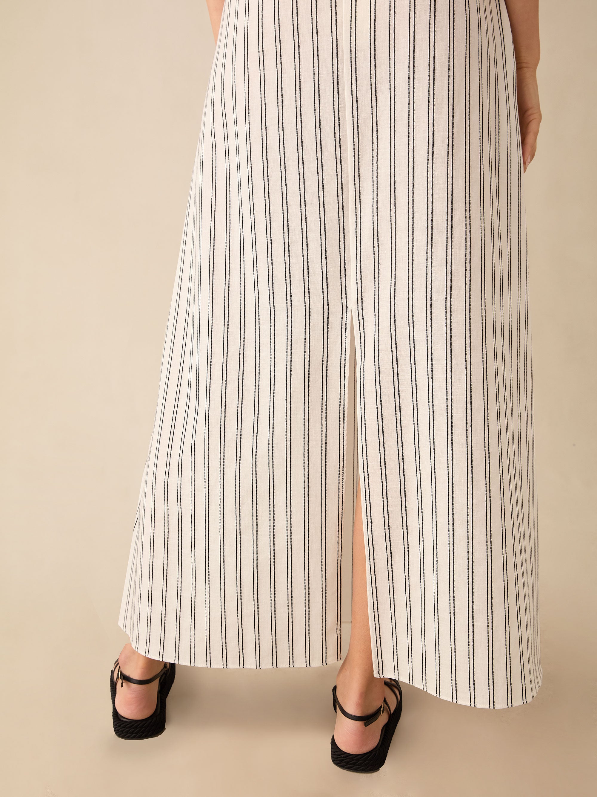 Striped linen skirt hotsell