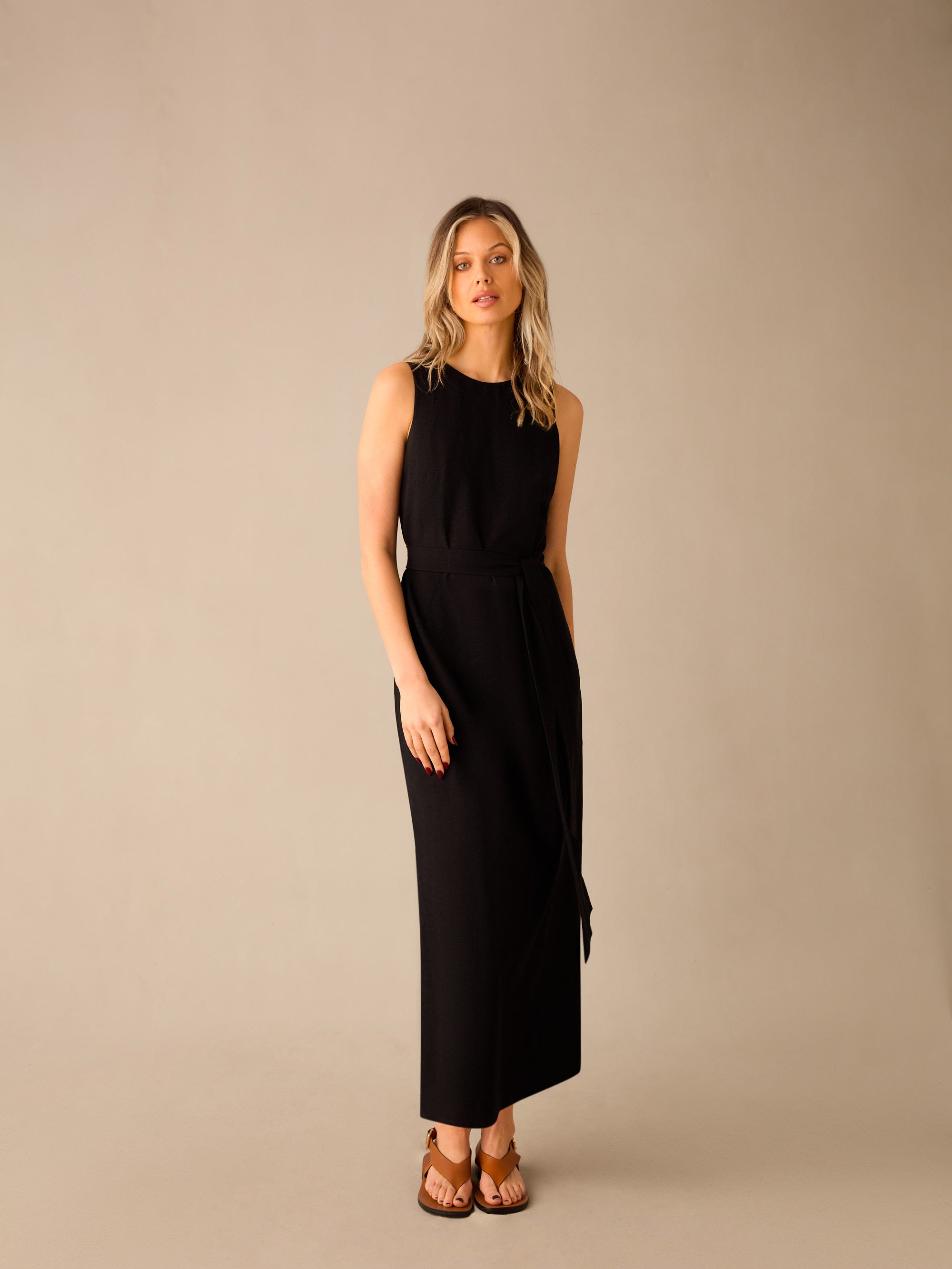 Next black linen dress best sale