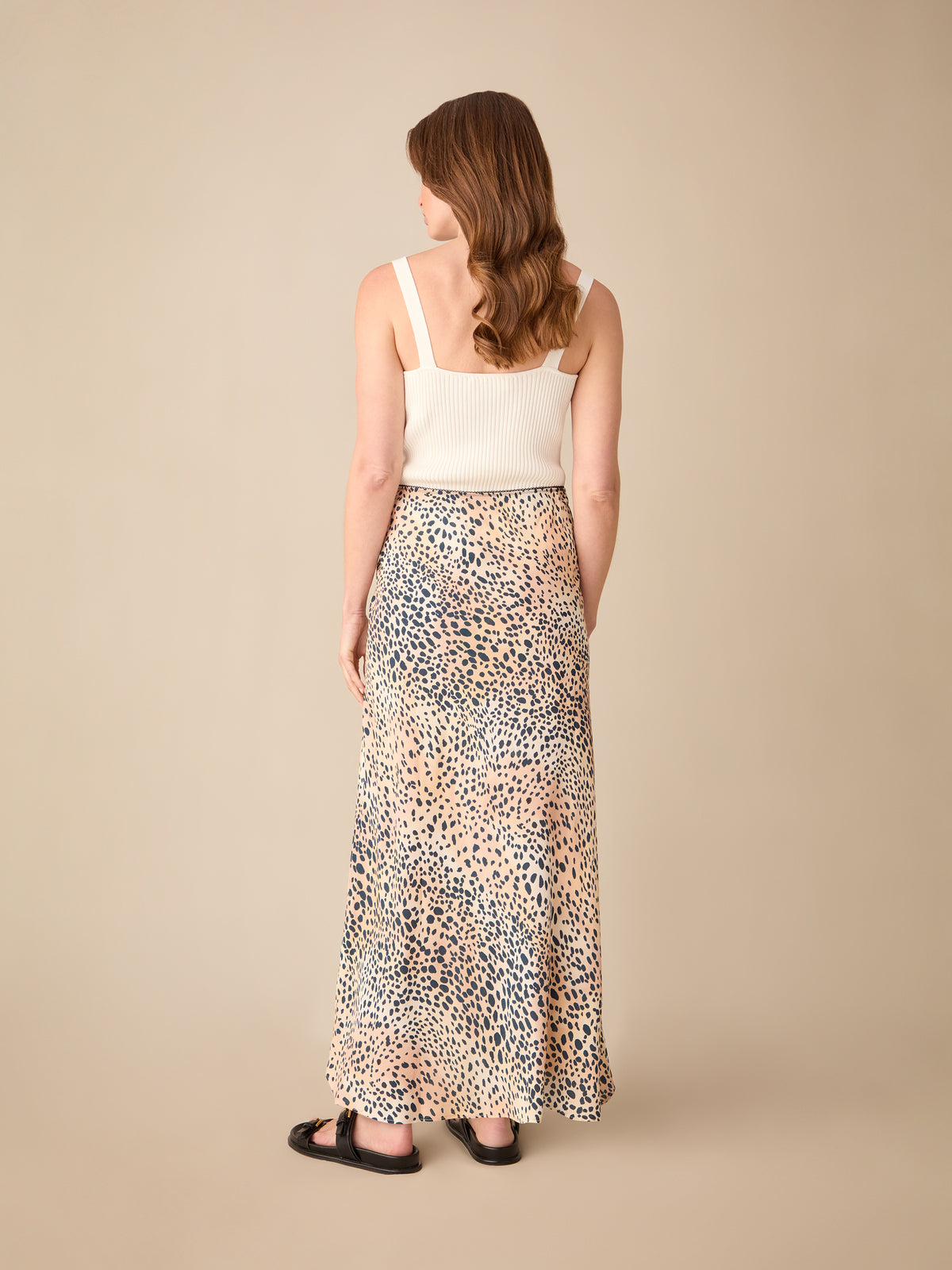 Petite Leopard Print Bias Cut Maxi Skirt