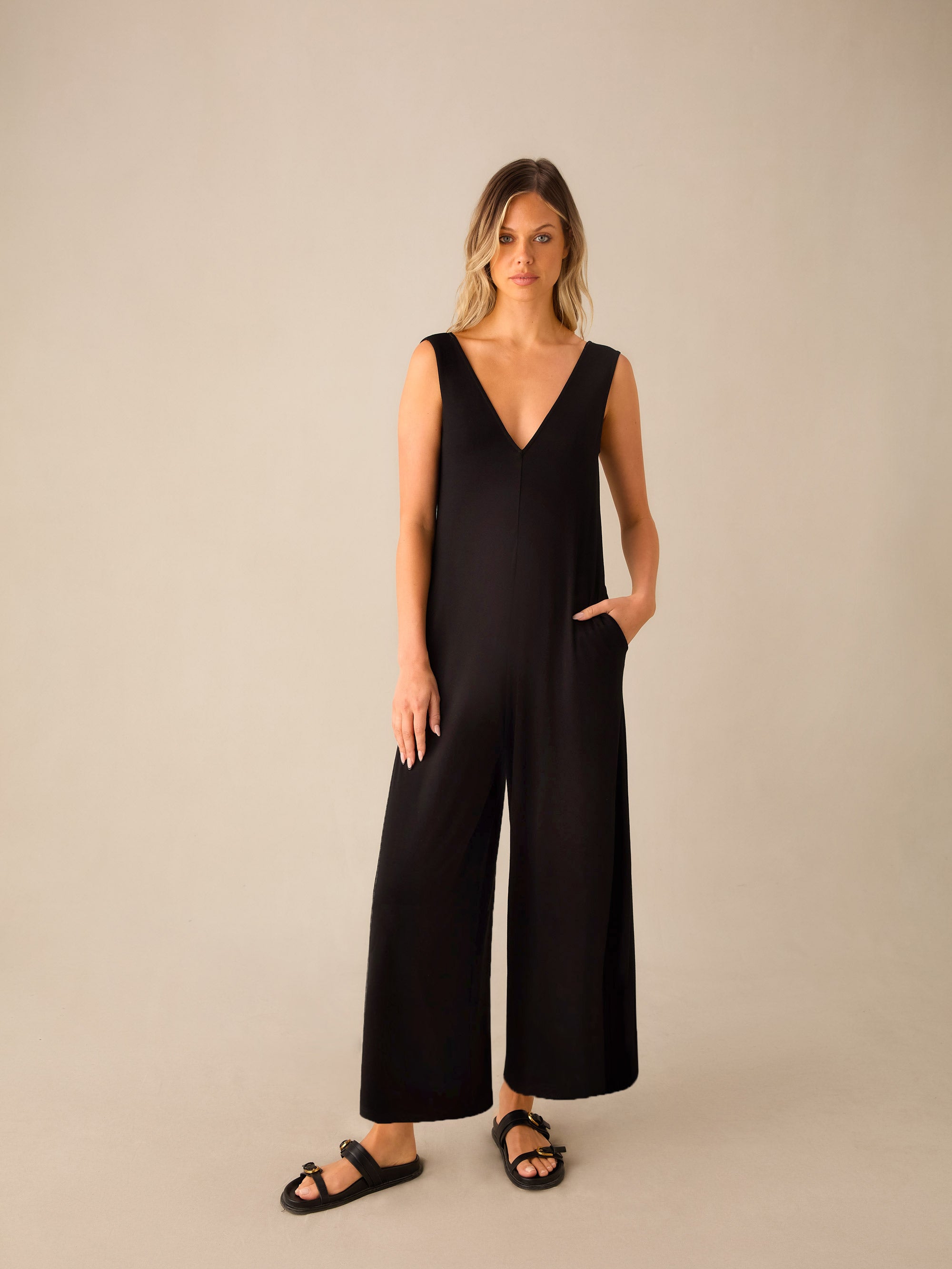 Black jersey culotte jumpsuit orders