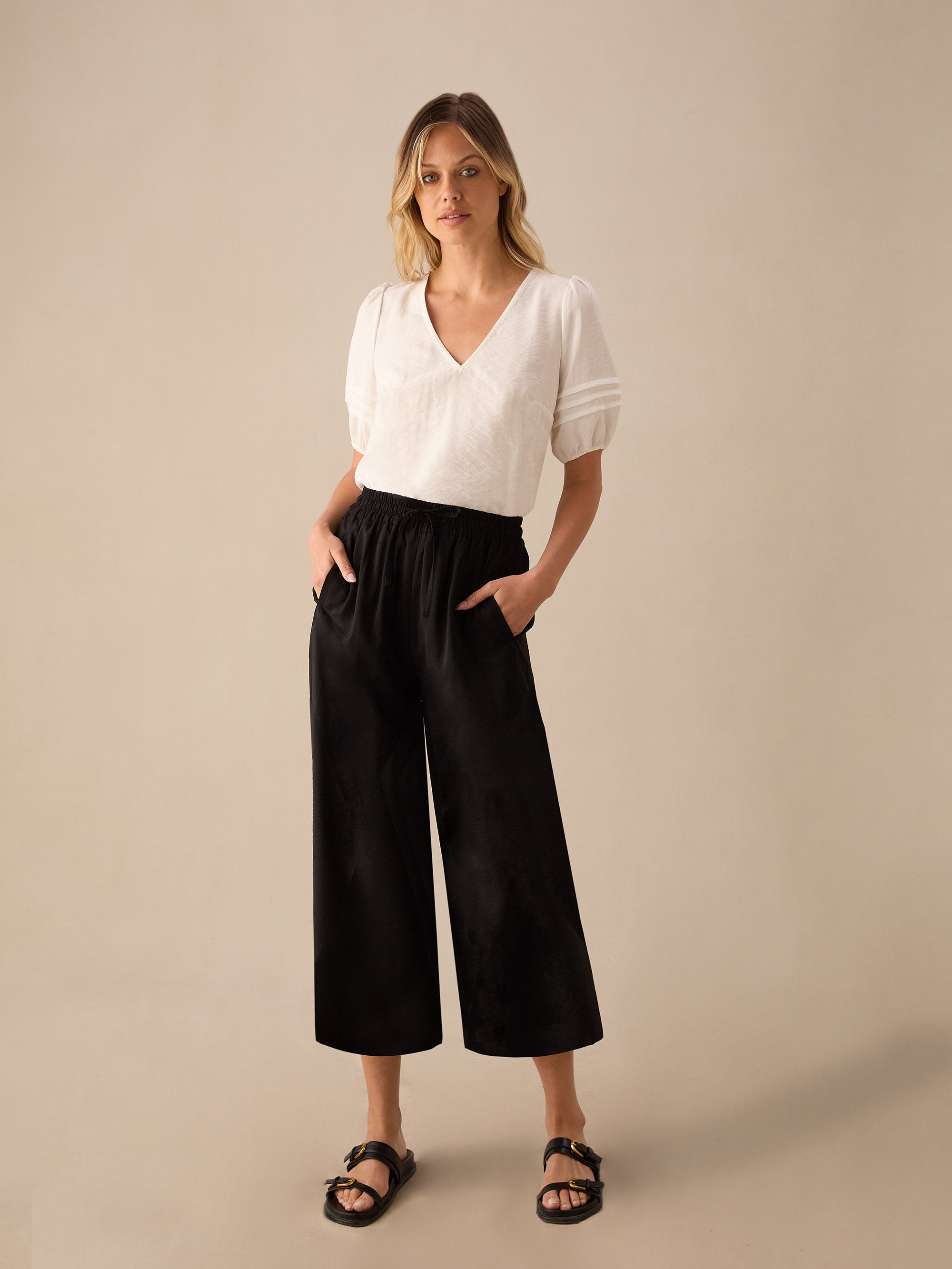 Petite Black Wide Leg Culottes Ro Zo