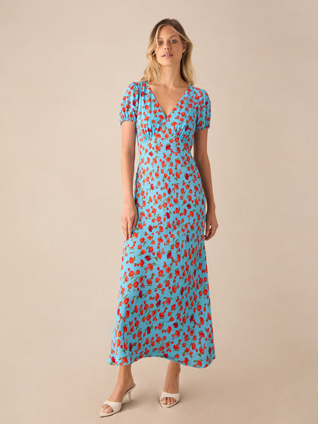 ワンピース Herlipto Puff Sleeve Midi Dress M Troncais Puff Sleeve Dress