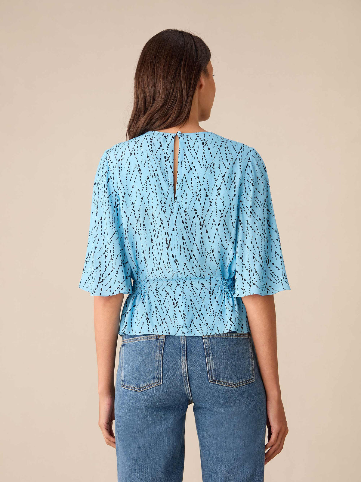 Blue Dash Print Top