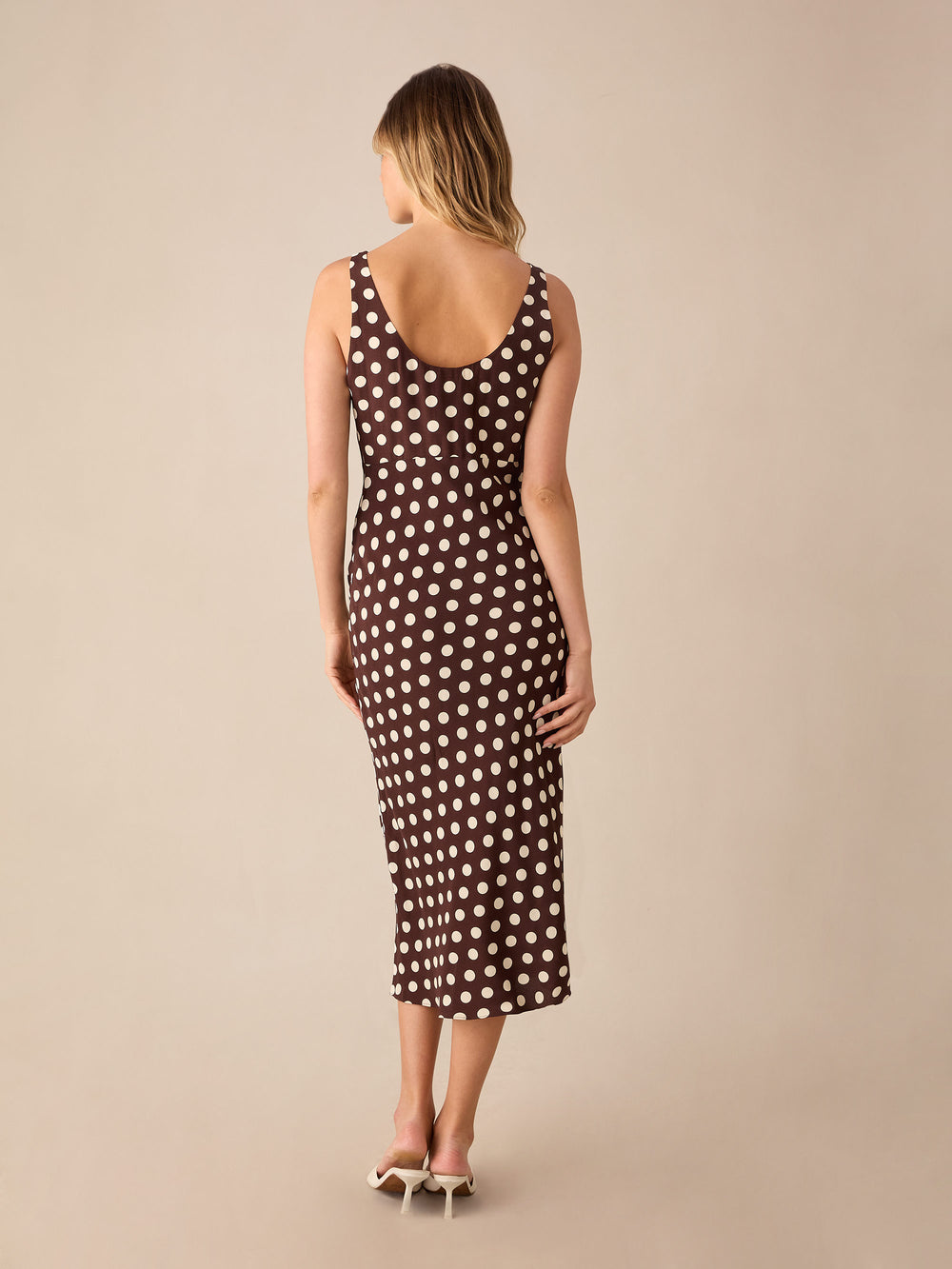 Brown Spot Scoop Neck Cami Midi Dress Ro&Zo Brown Spot Scoop Neck Cami Midi Dress Ro&Zo