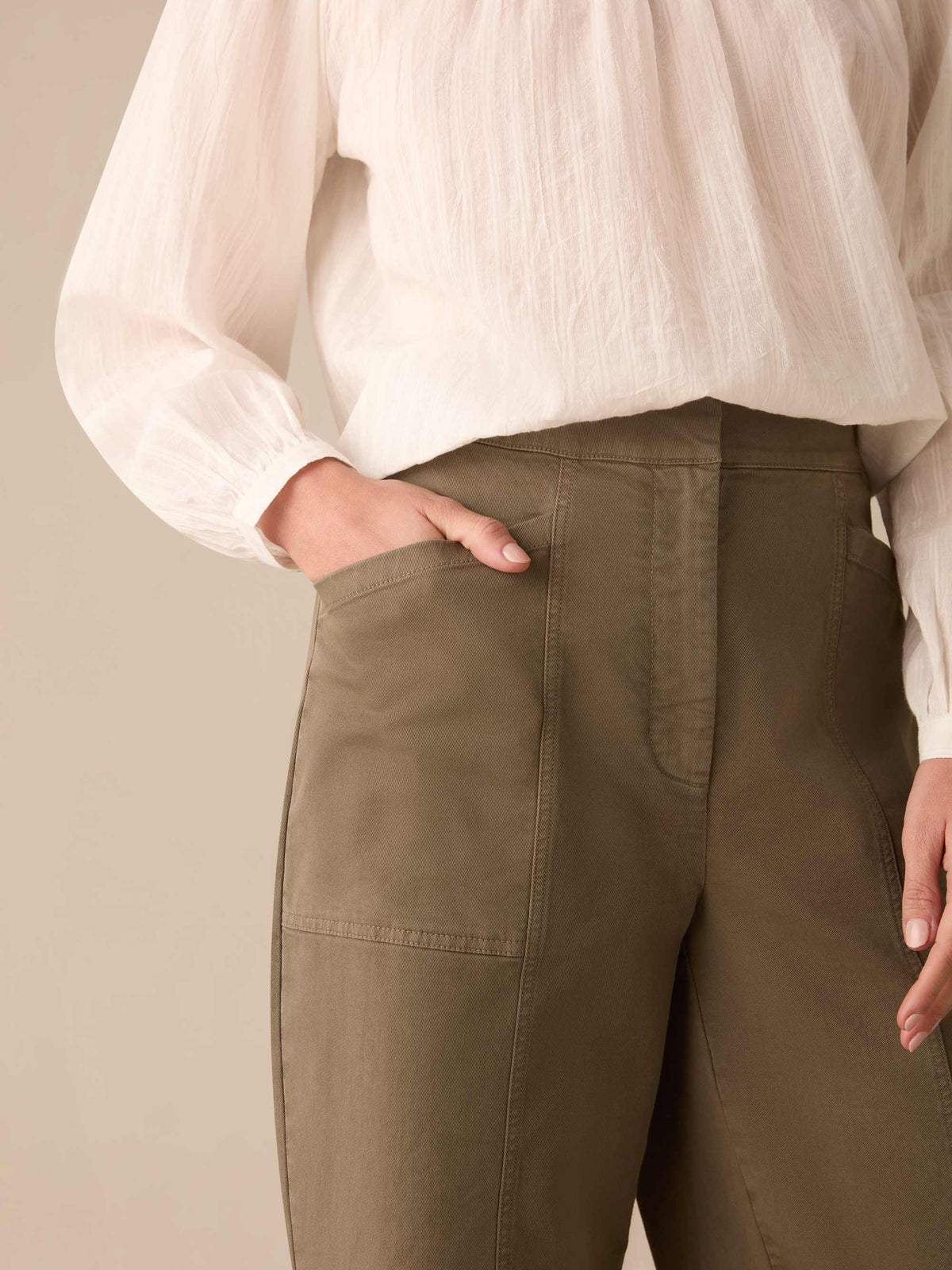 Petite Khaki Cargo Trousers