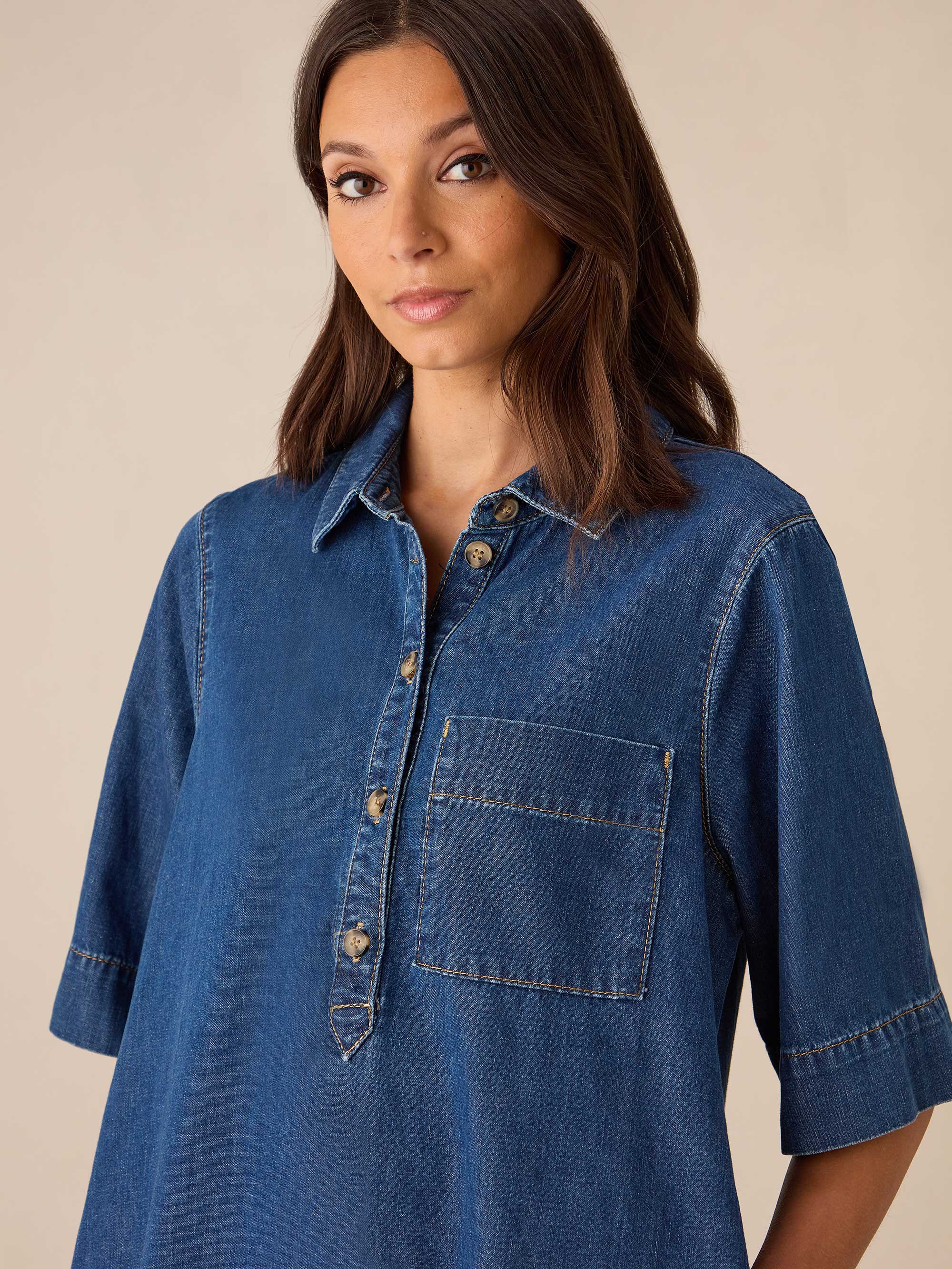Denim Collared Dress – Ro&Zo